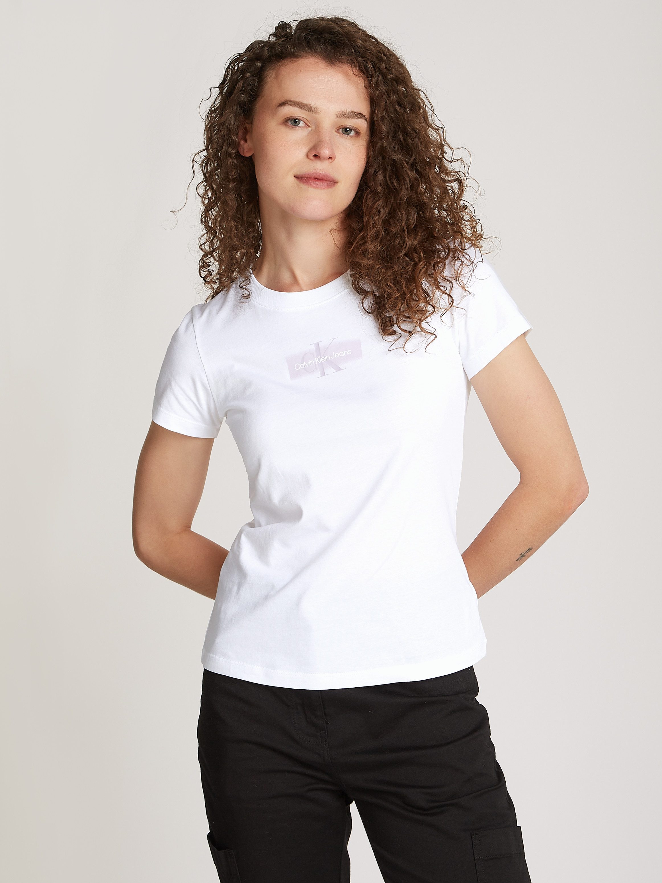 Calvin Klein Jeans T-Shirt OUTLINED CK SLIM TEE mit Logodruck