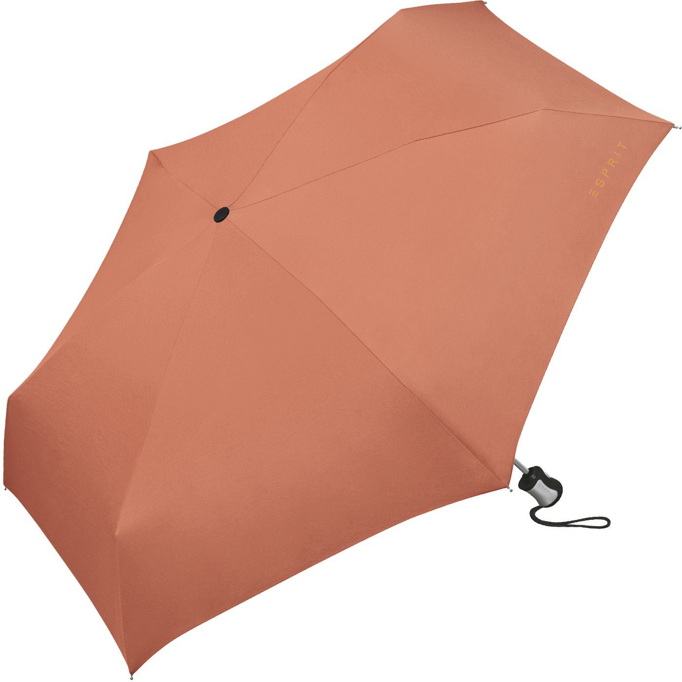 Automatik, Farben brandy kräftigen Damen Esprit Schirm kleiner Auf-Zu in - schöner, orange Taschenregenschirm apricot für