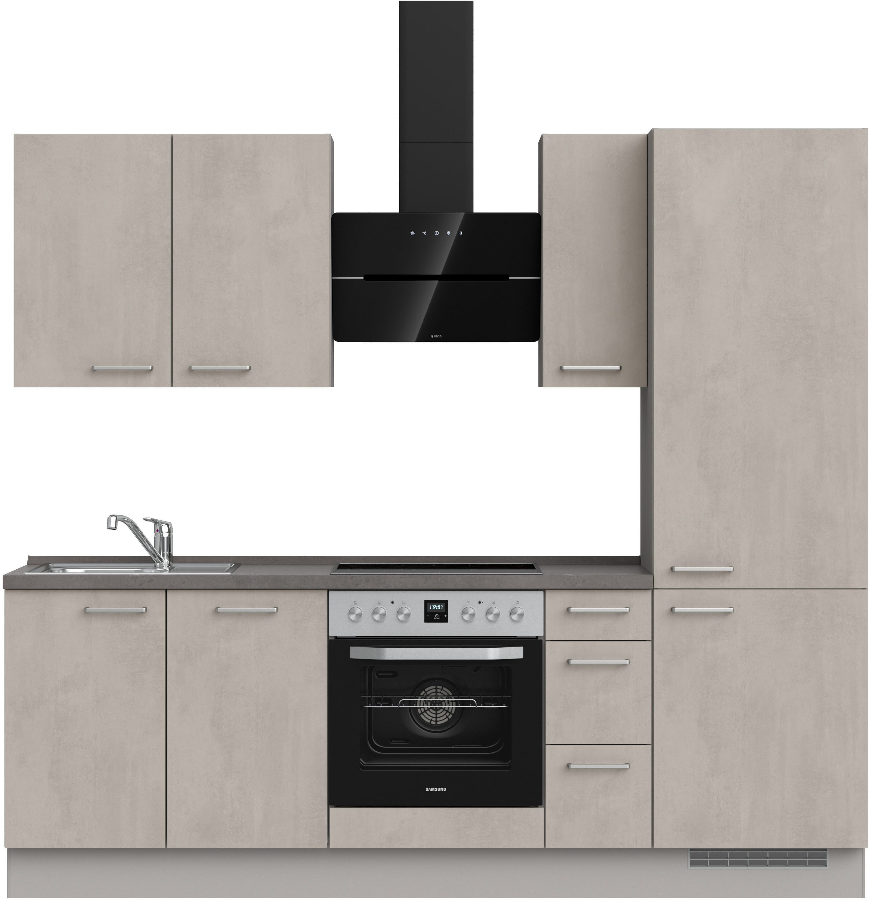 nobilia® Кухниzeile "Riva II", vormontiert, Ausrichtung wählbar, Breite 240 cm, wahlw. mit E-Geräten