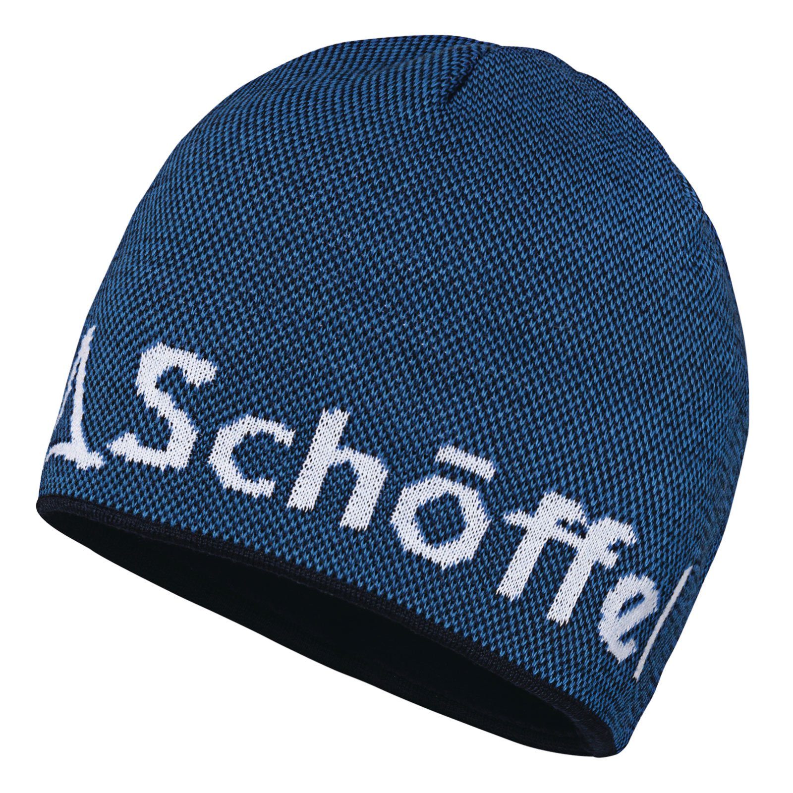 Schoeffel Schöffel Strickmütze Klinovec Hat 8320 Knitted Schöffel-Logo blue eingestricktem directoire mit