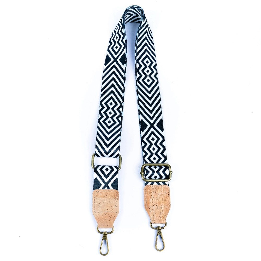 LK Trend & Style Schulterriemen Taschenriemen mit Korkverstärkung und antiken Bronzebeschlägen (Wechselgurt für Ihre Tasche) Baumwolle und Kork