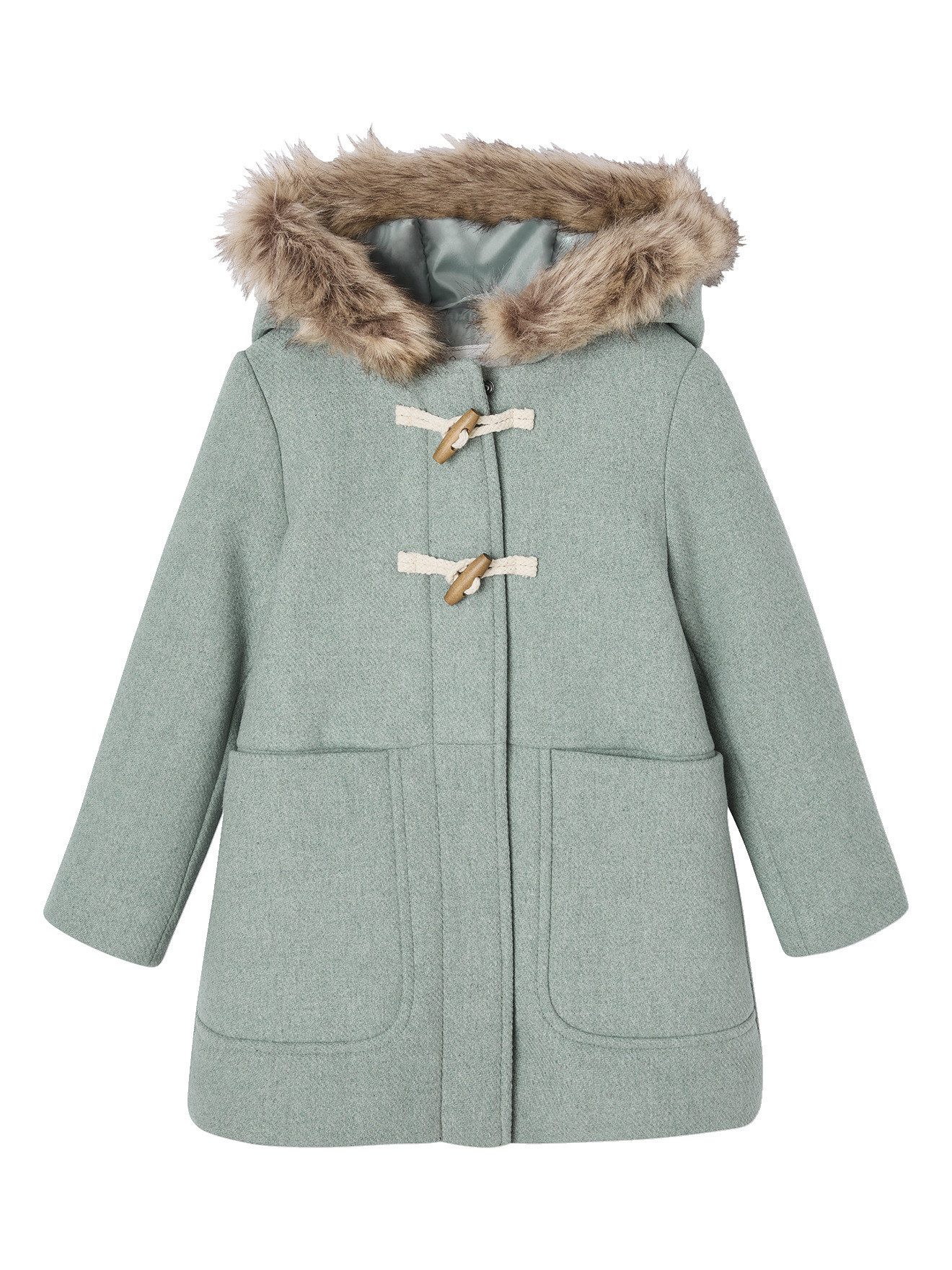 vertbaudet Dufflecoat Mädchen Dufflecoat mit Kapuze & Knebelknöpfen