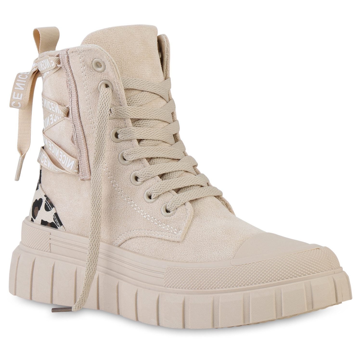 VAN HILL 841579 Sneaker Damen Sneaker High Schnürer Prints Profil-Sohle Fre günstig online kaufen