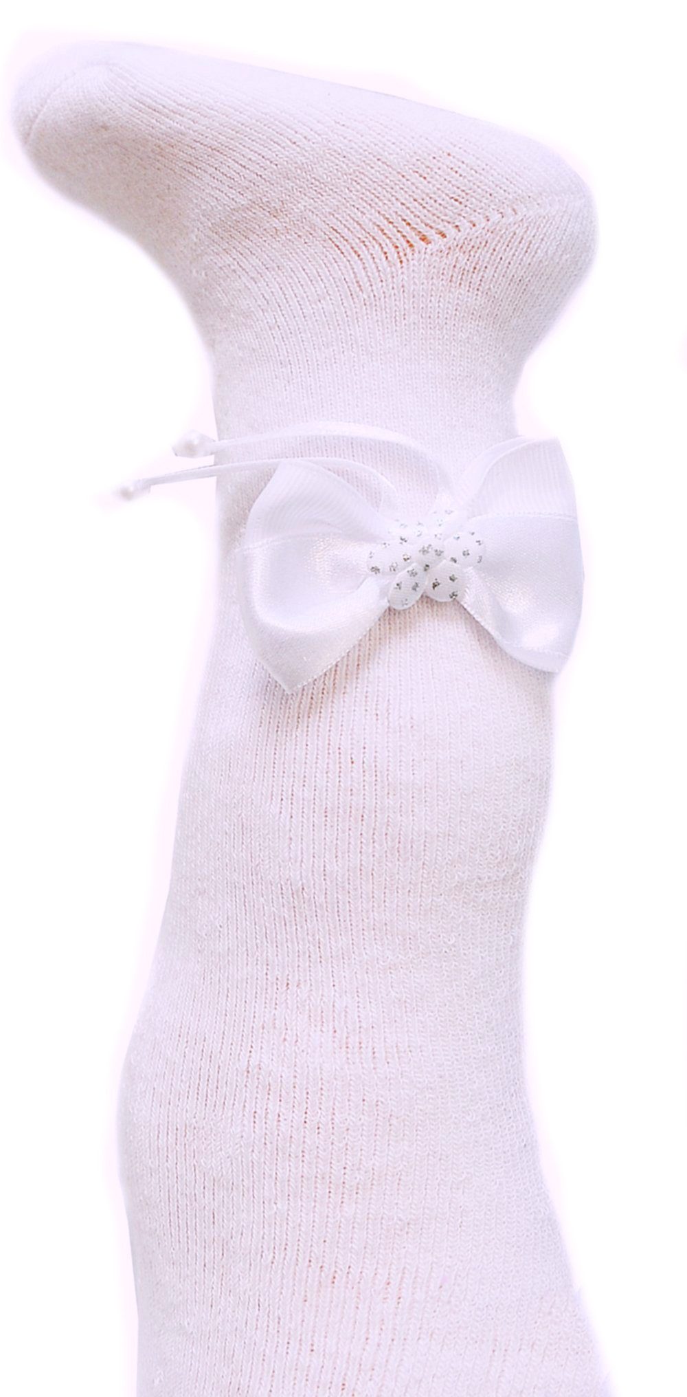 La Bortini Strumpfhose Strumpfhose in Weiß mit Schleifen Baby Kinder Strumpfhosen für Taufe elastisch, 44 50 56 62 68 74 80 86 92 98 104 110