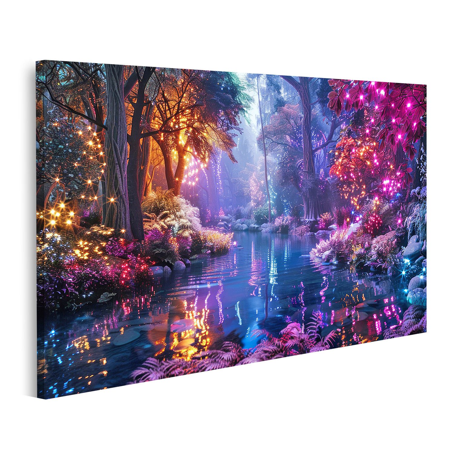 islandburner Leinwandbild Verzaubertes Lichterwald Panorama Wandbild