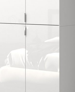 xonox.home Garderoben-Set ProjektX, (Flurgarderobe in weiß Hochglanz, 152 x 193 cm), variable Inneneinteilung