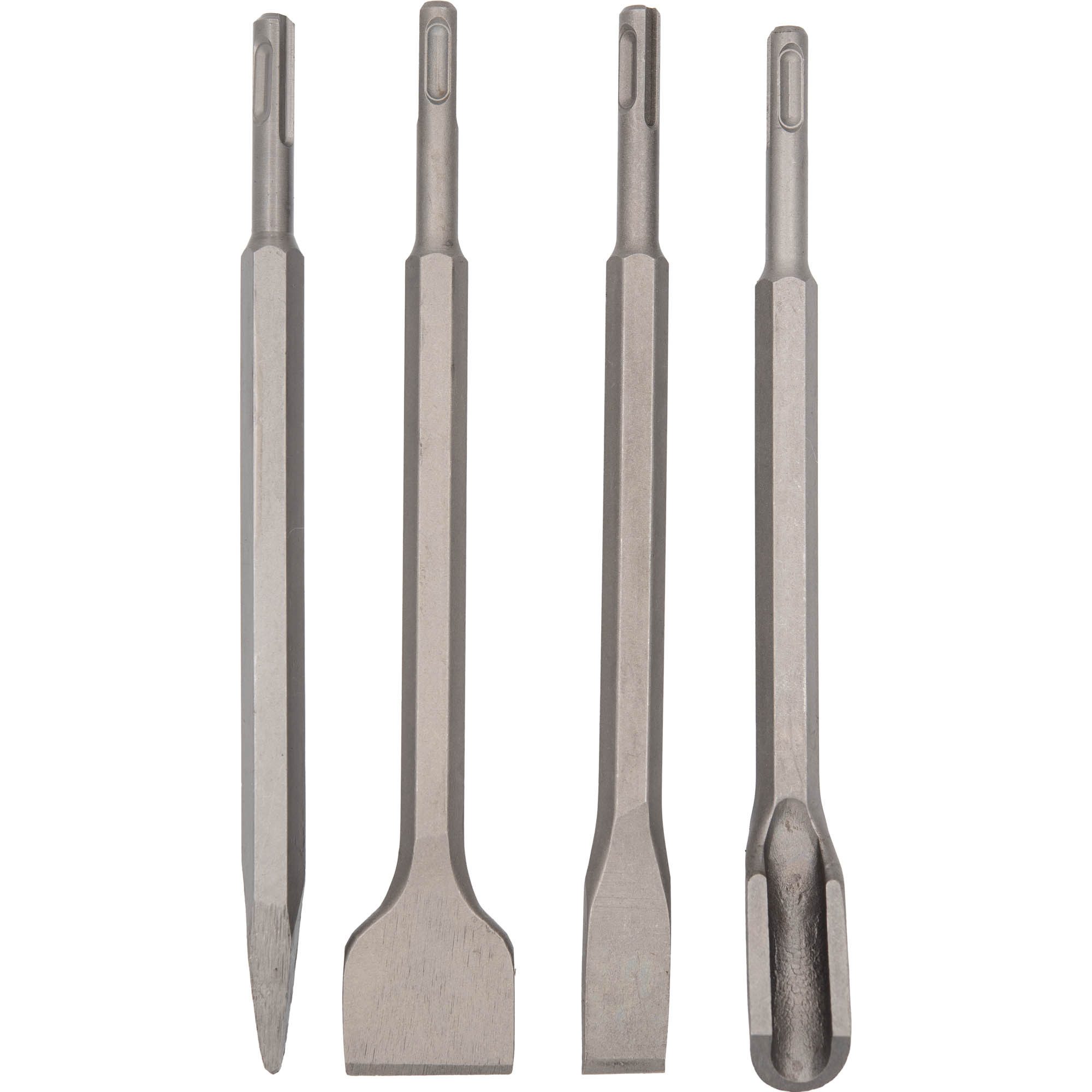 BENSON Meißel-Set SDS Plus Meissel 4-tlg Meißel Flachmeißel, Spitzmeißel, Fugenmeißel, Fliesen, Kanal