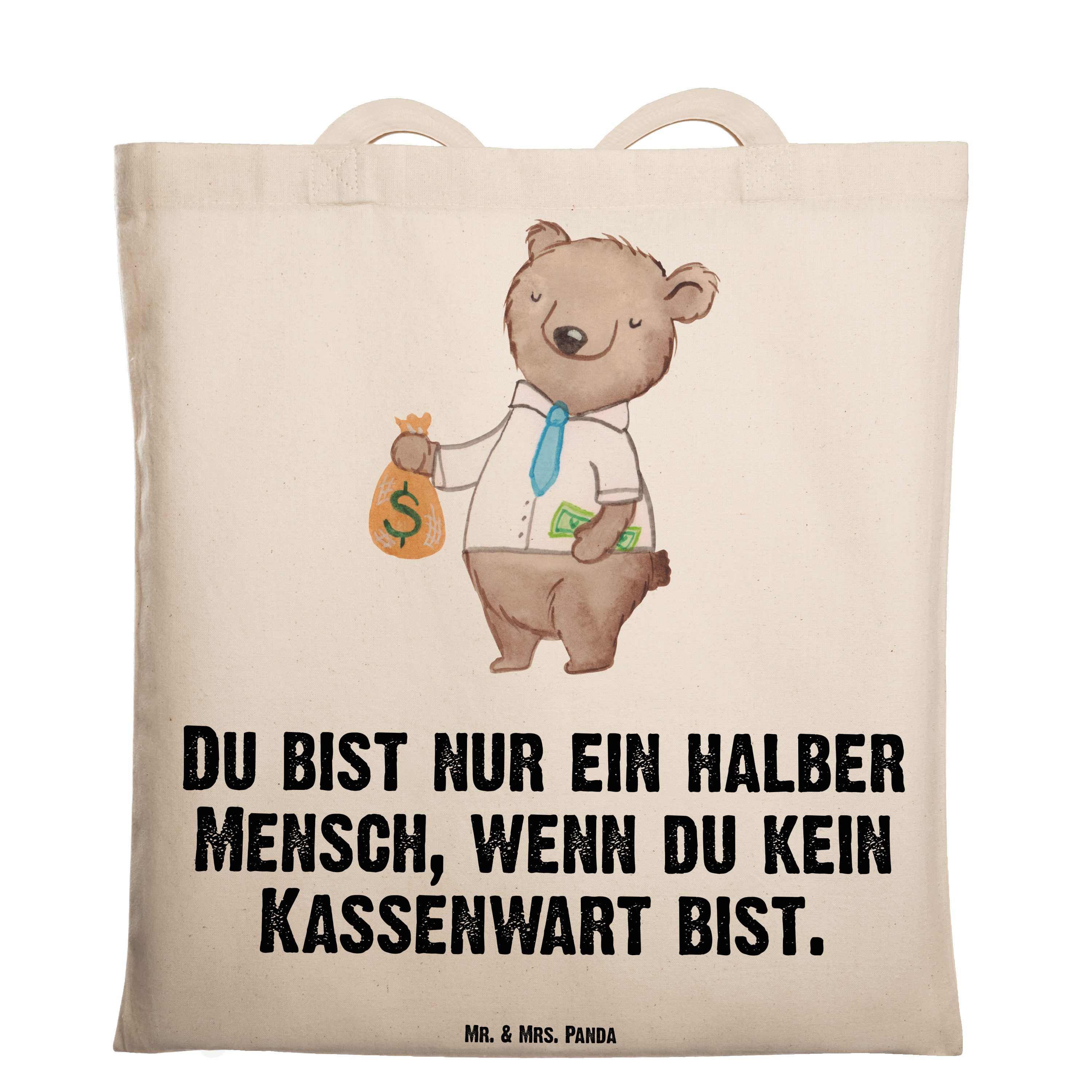 Geschenk, Panda Mr. - Kollege, Danke, (1-tlg) Transparent mit Tragetasche Mrs. & Verein, Kassenwart Herz -