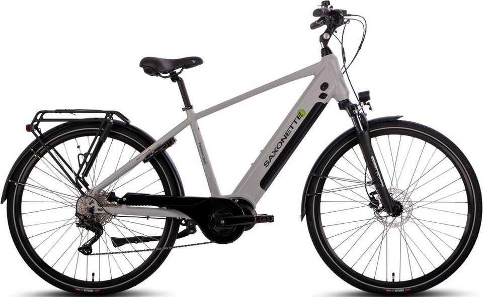 SAXONETTE E-Bike Premium Sport (Diamant), 10 Gang, Kettenschaltung,  Mittelmotor, 522 Wh Akku, Leistungsstarker Mittelmotor