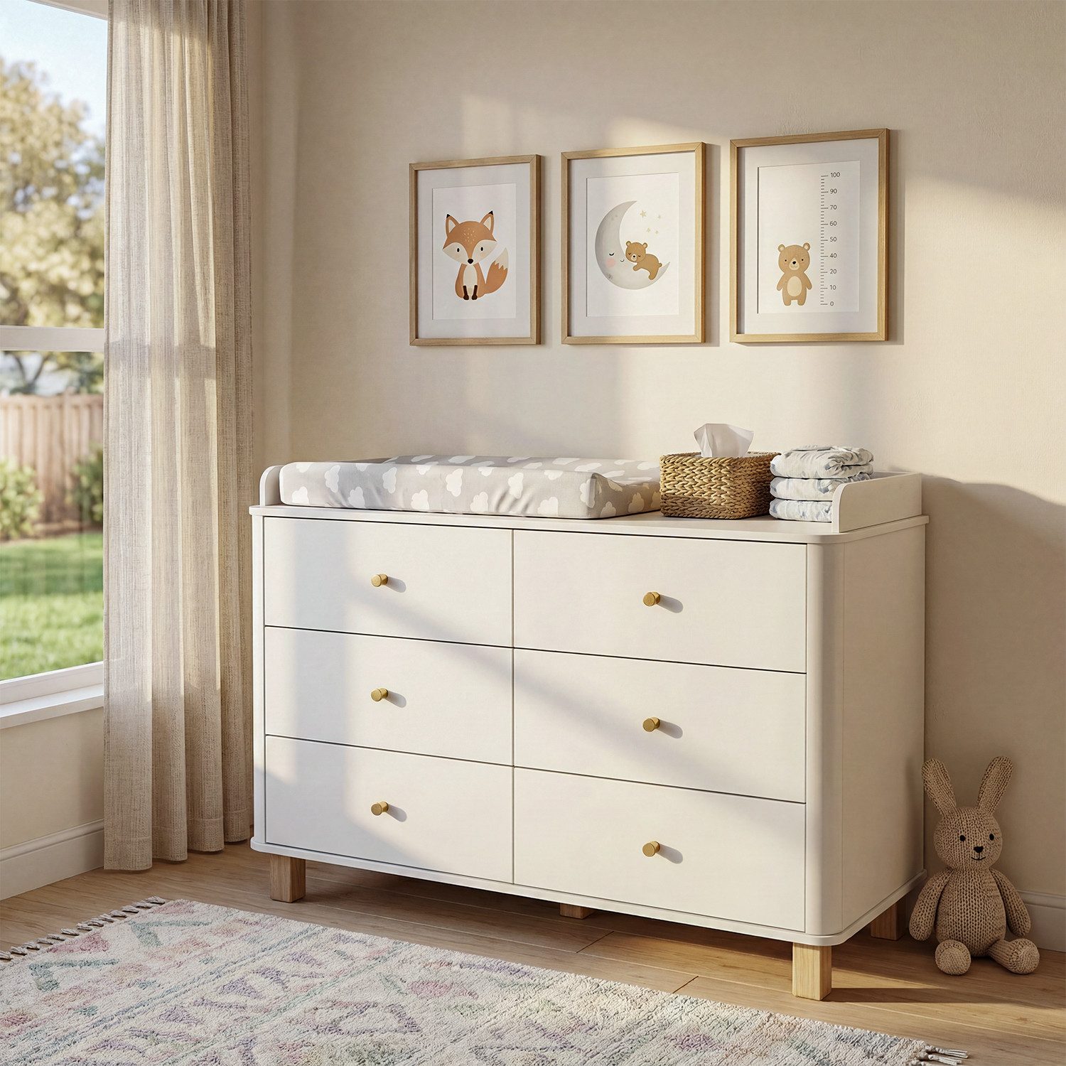 FUFU&GAGA Wickelkommode mit 6 Schubladen, Aufbewahrungsschrank für das Kinderzimmer