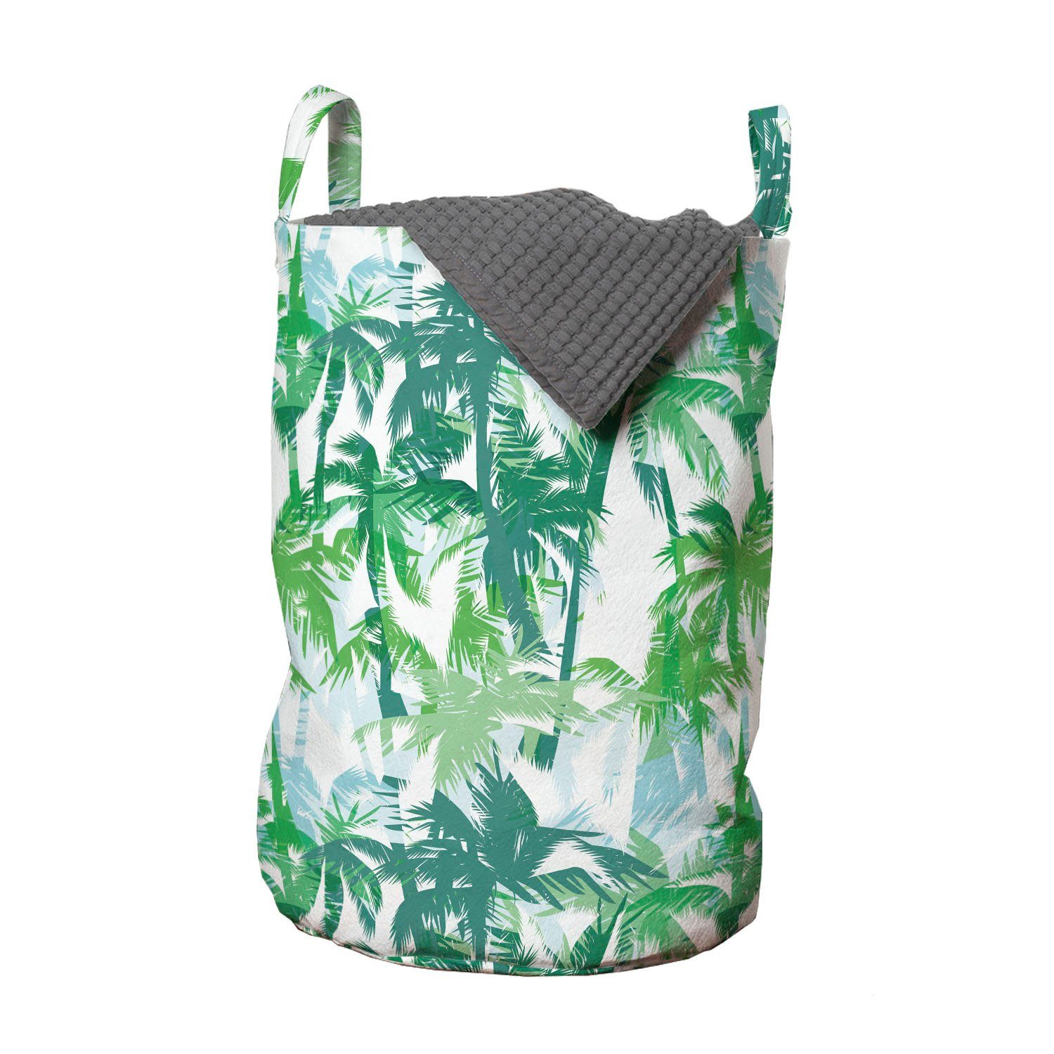 Abakuhaus Wäschesäckchen Wäschekorb mit Griffen Kordelzugverschluss für Waschsalons, Palmblatt Exotische Fantasie Jungle