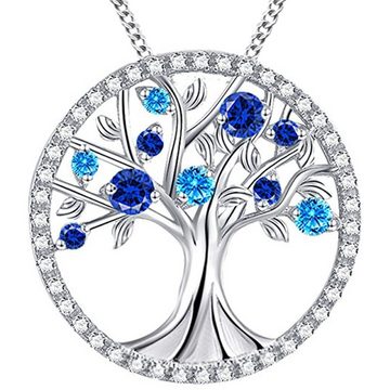 Limana Kette mit Anhänger Lebensbaum echt 925 Sterling Silber Baum des Lebens, Damen jugendliche Mädchen Zirkonia Halskette für jeden Tag