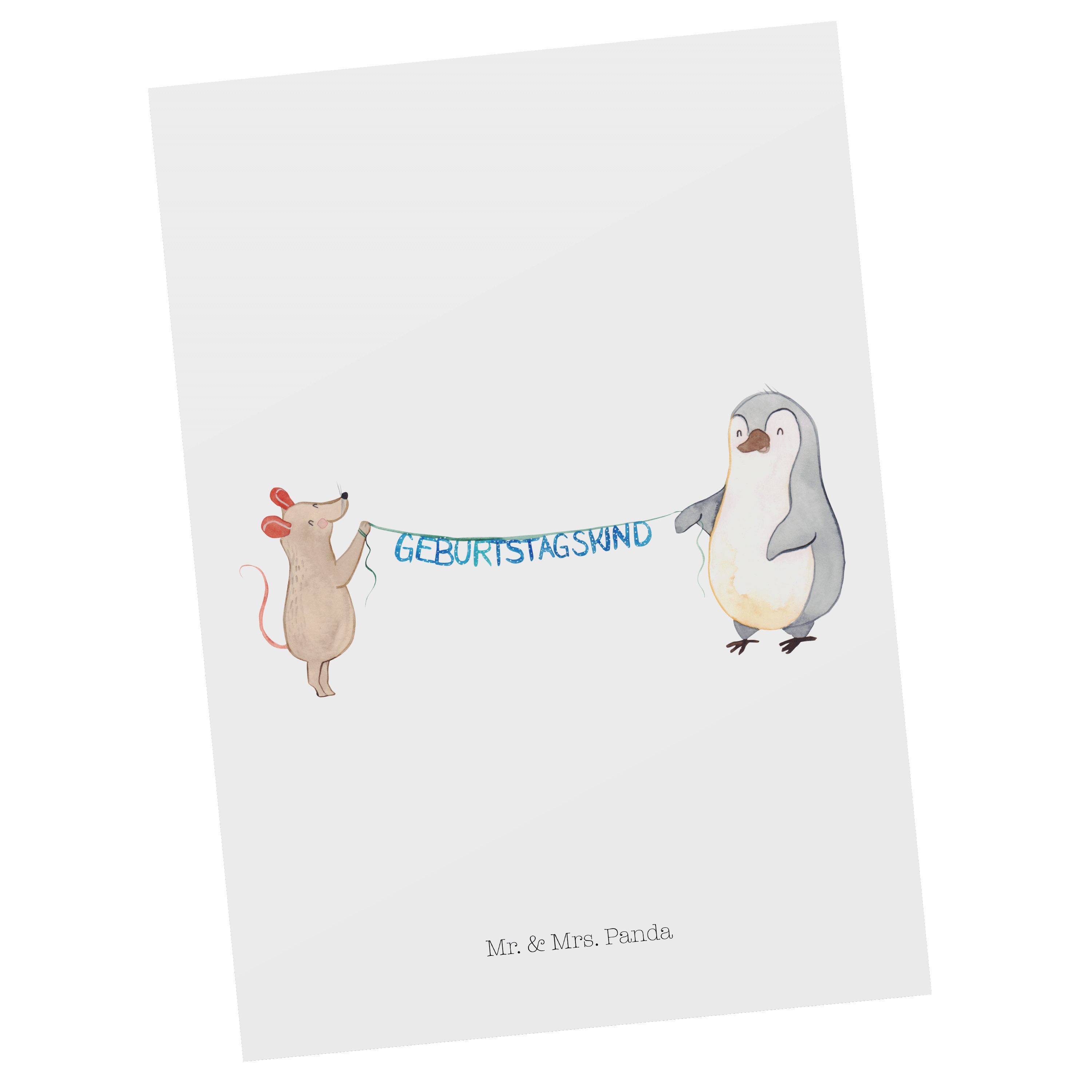 Mr. & Mrs. Panda Postkarte Maus Pinguin Geburtstag - Weiß - Geschenk, Geburtstagsfeier, Geburtst