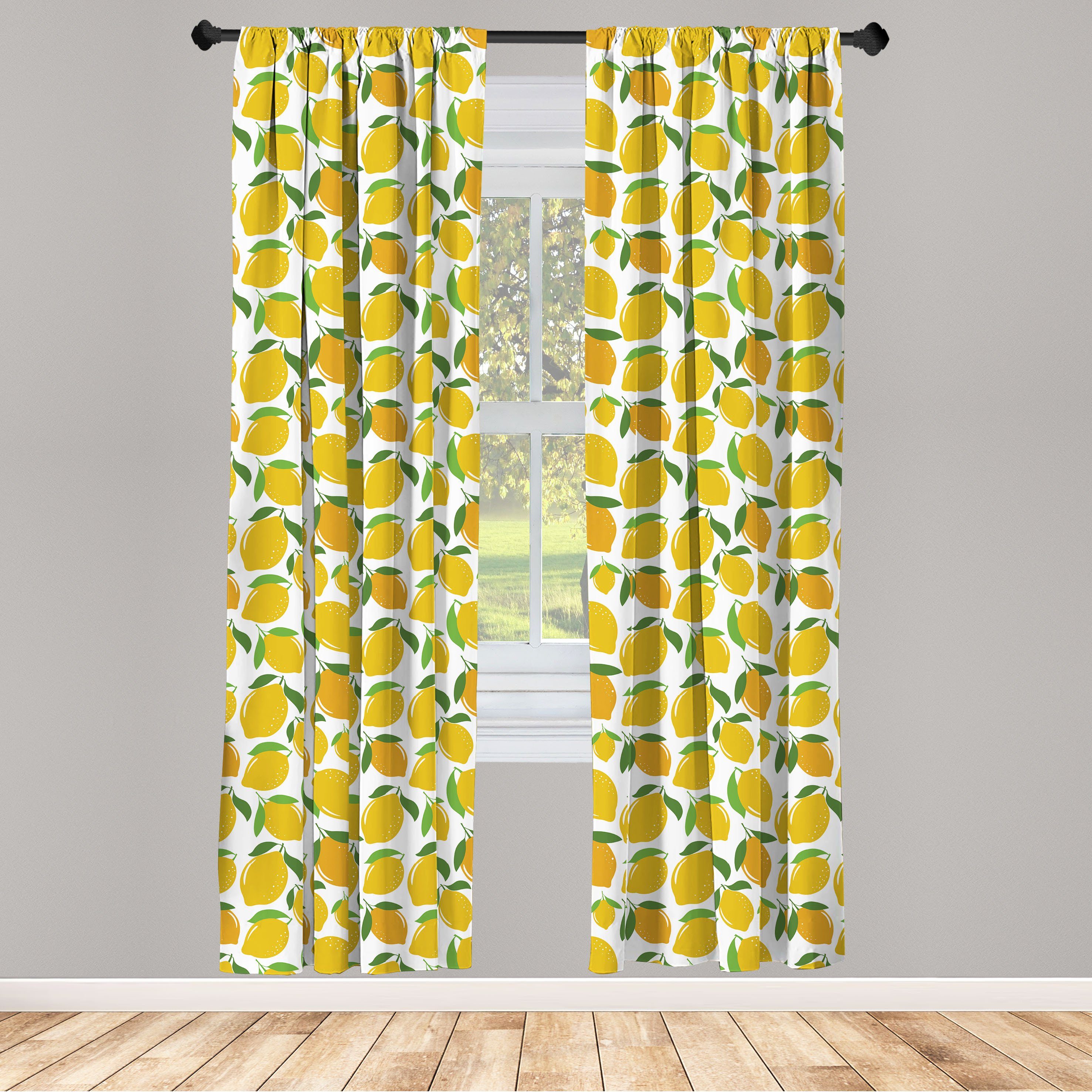 Farben Vorhang Wohnzimmer Citrus Schlafzimmer Abakuhaus, Kunst Zitronen Gardine Dekor, Microfaser, Energetische für