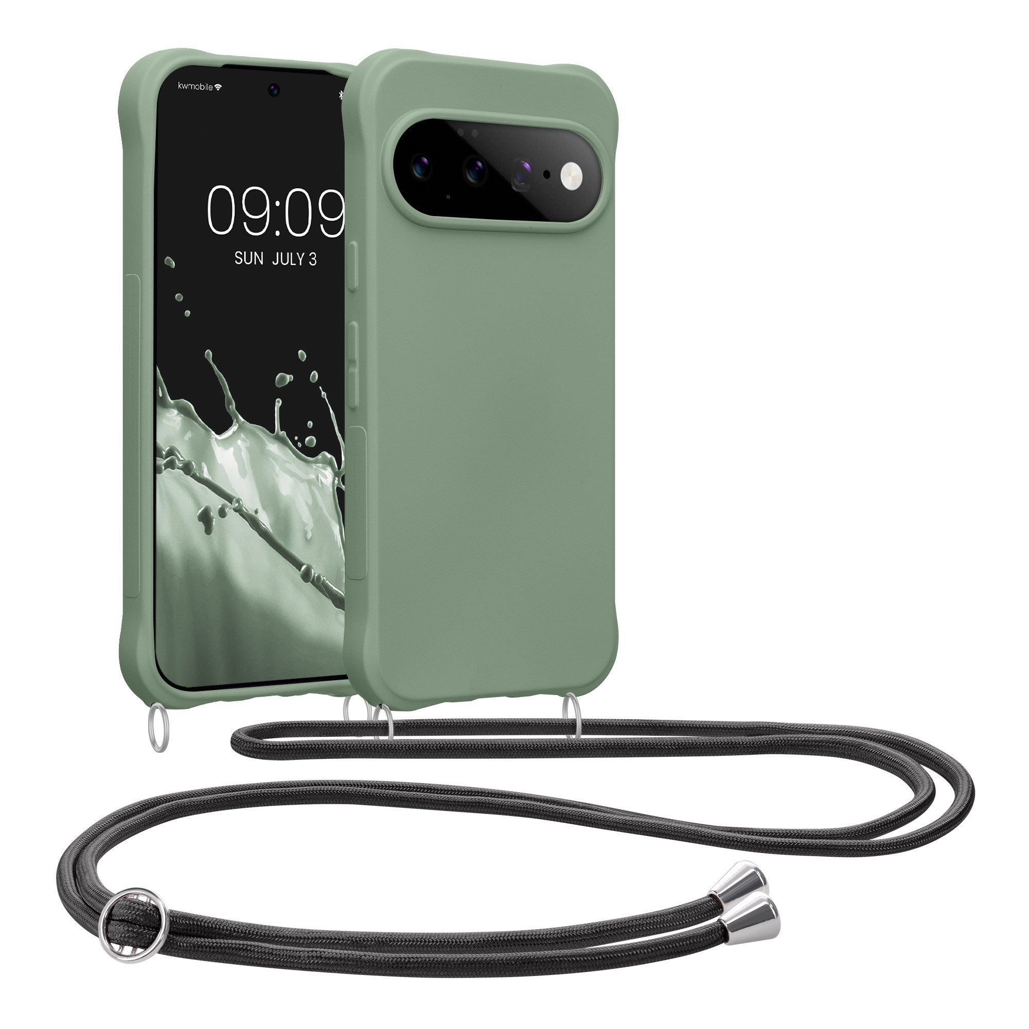 kwmobile Smartphone-Hülle Hülle für Google Pixel 11 Pro, mit Metall Kette zum Umhängen - Silikon Handy Cover Case Schutzhülle