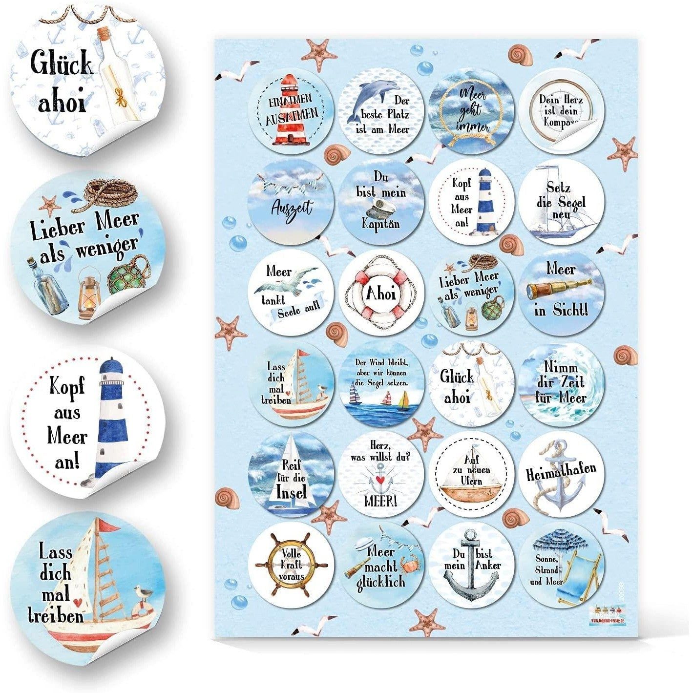 Logbuch-Verlag Aufkleber Sticker SET 24 maritime Sprüche Aufkleber + 24 Anker Aufkleber 4 cm – Bild 3 von 3