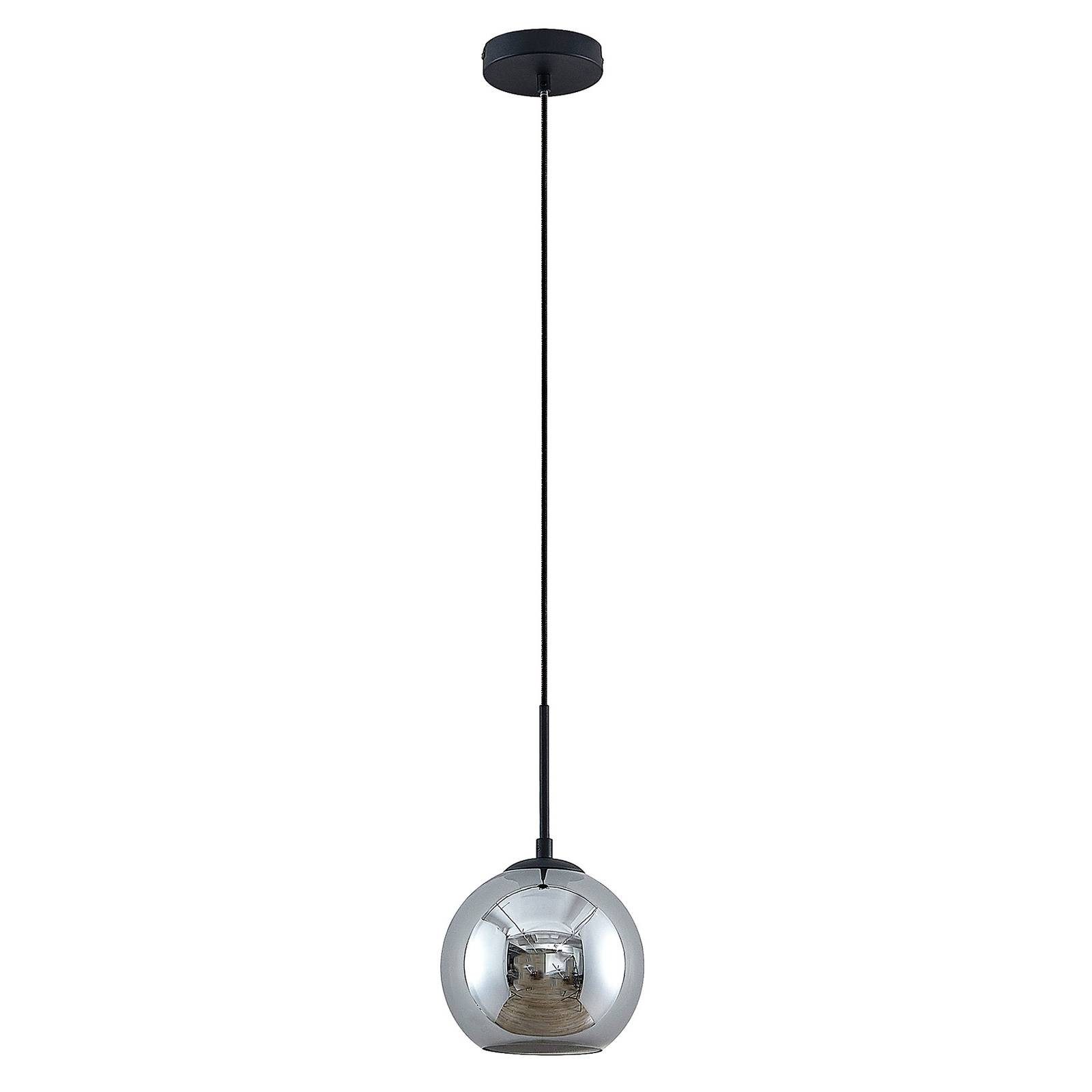 Lindby Hängeleuchte Jurian, dimmbar, Leuchtmittel nicht inklusive, Modern, Stahl, Glas, sandSchwarz, rauchgrau, 1 flammig, E27