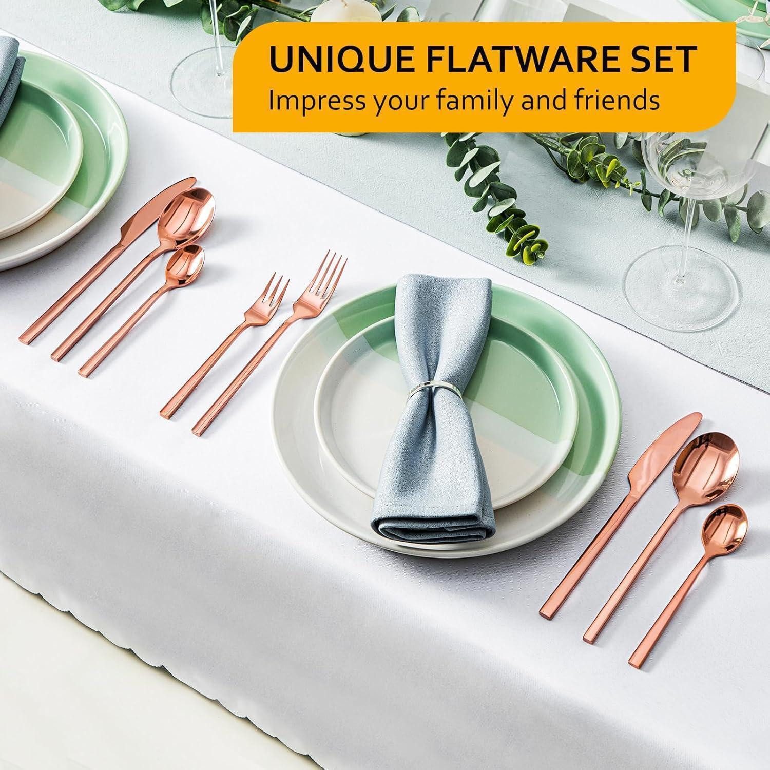LuxusKollektion Salatbesteck Besteckset 30teilig Edelstahl 1810 Esslöffel 30pcs 6 Personen Rosegold