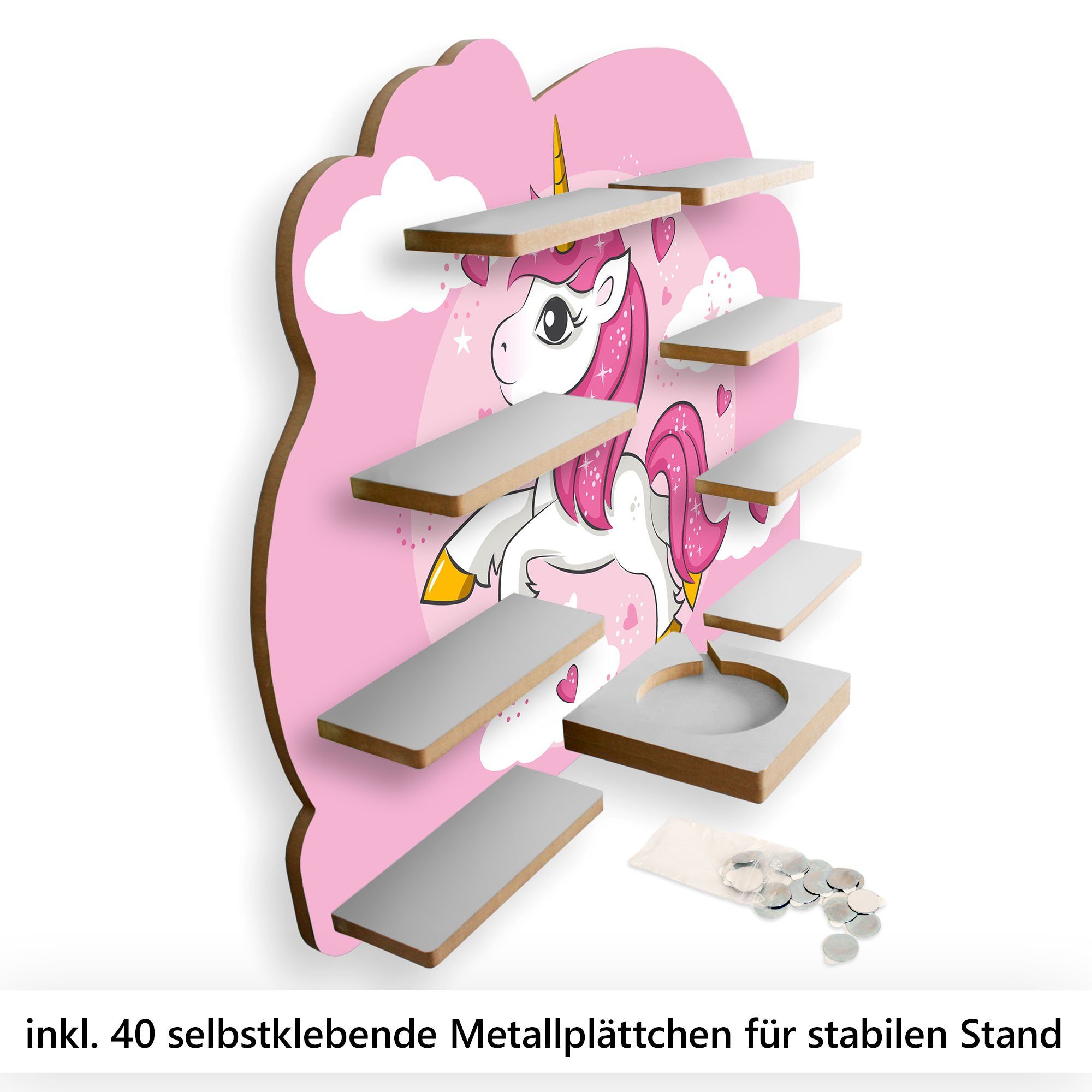 Wandregal TONIES Metallplättchen MUSIKBOX-REGAL Kreative für Einhorn, 40 Feder TONIE-BOX inkl. und