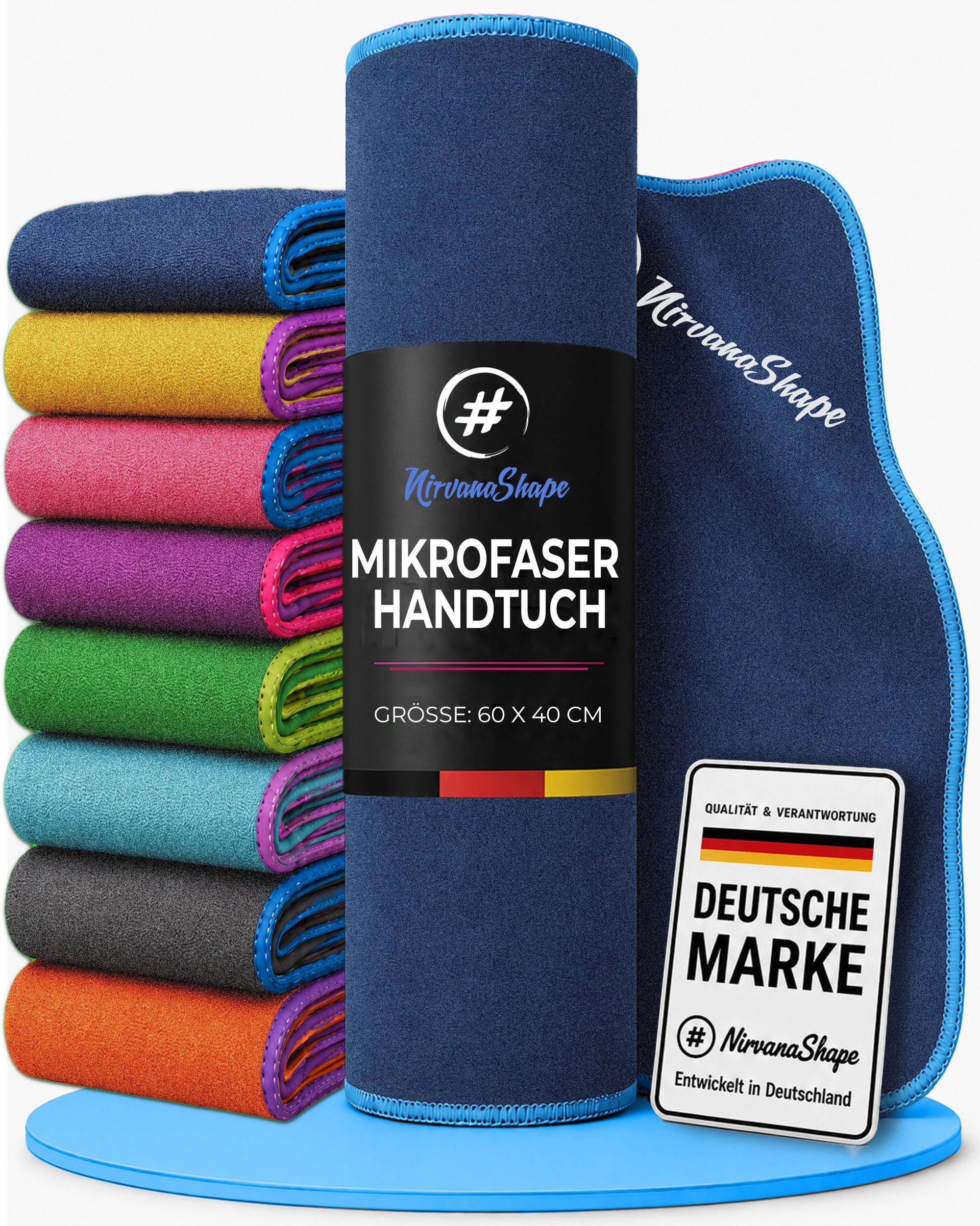 NirvanaShape Sporthandtuch Mikrofaser Handtuch, Microfaser Handtücher als Reisehandtuch, saugfähig, leicht, schnelltrocknend, für Reisen, Fitness, Yoga, Sauna