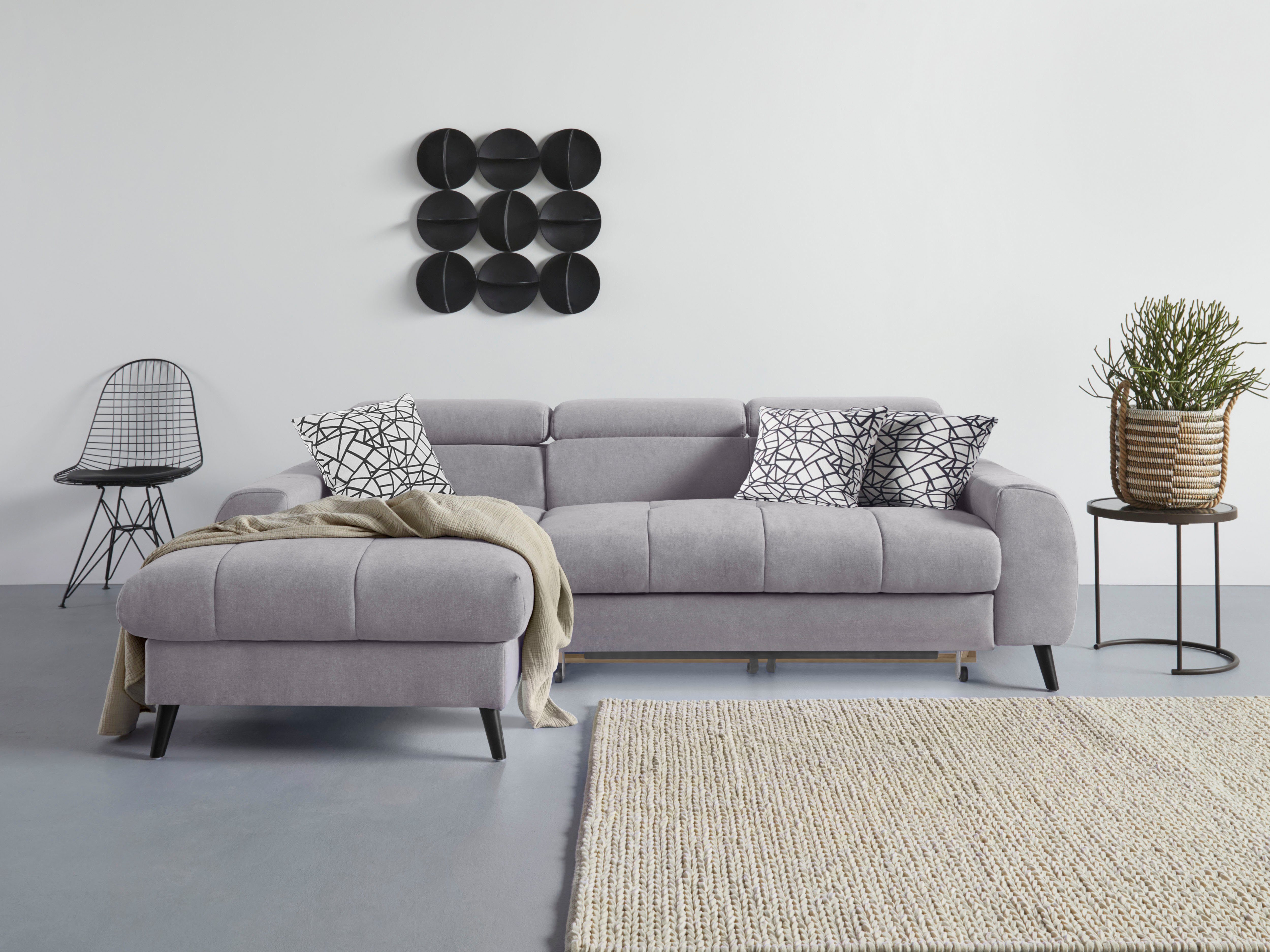 COTTA Ecksofa Mia L-Form, 3-tlg.-Kissen-Set, Recamiere, wahlweise mit oder ohne RGB-Beleuchtung