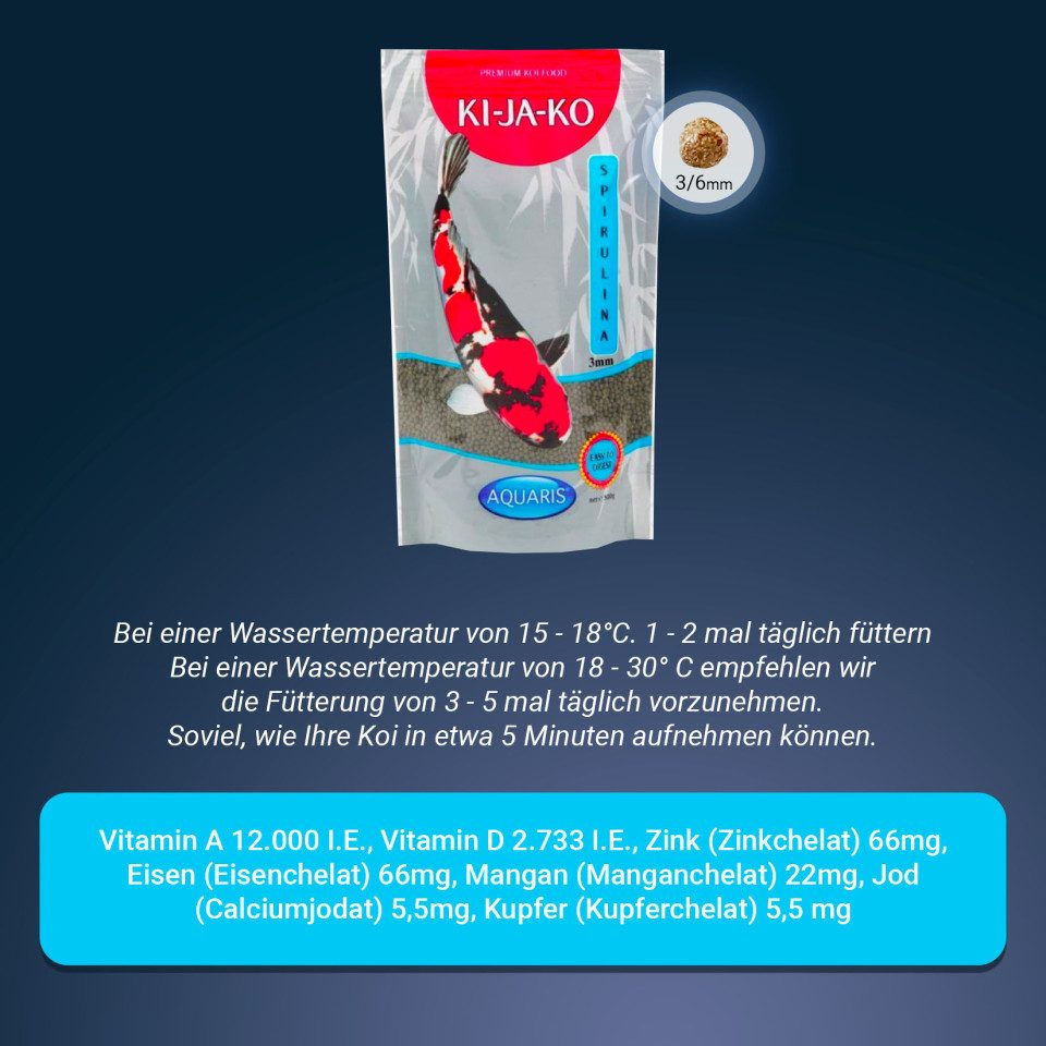 Bellfor KI-JA-KO Koifischfutter Spirulina Plus 10 kg / 6mm, für: Fische