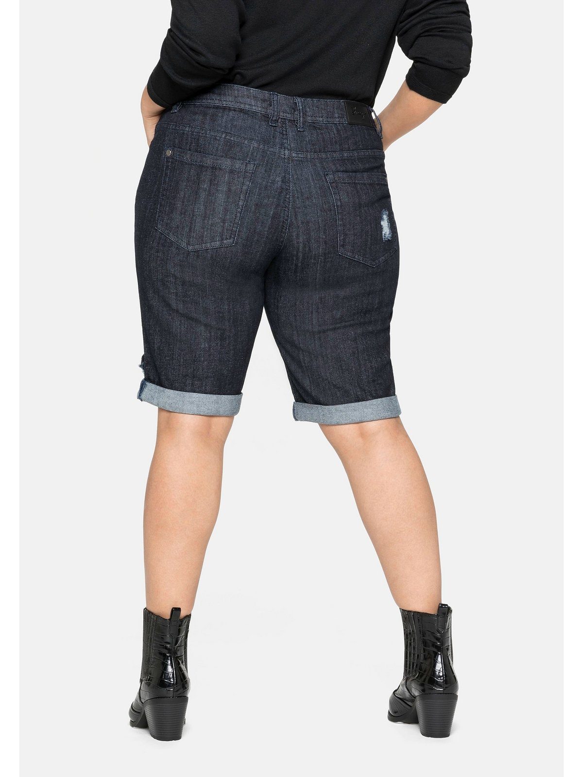 Größen blue Sheego Stretch-Anteil Jeansbermudas mit Große Denim black