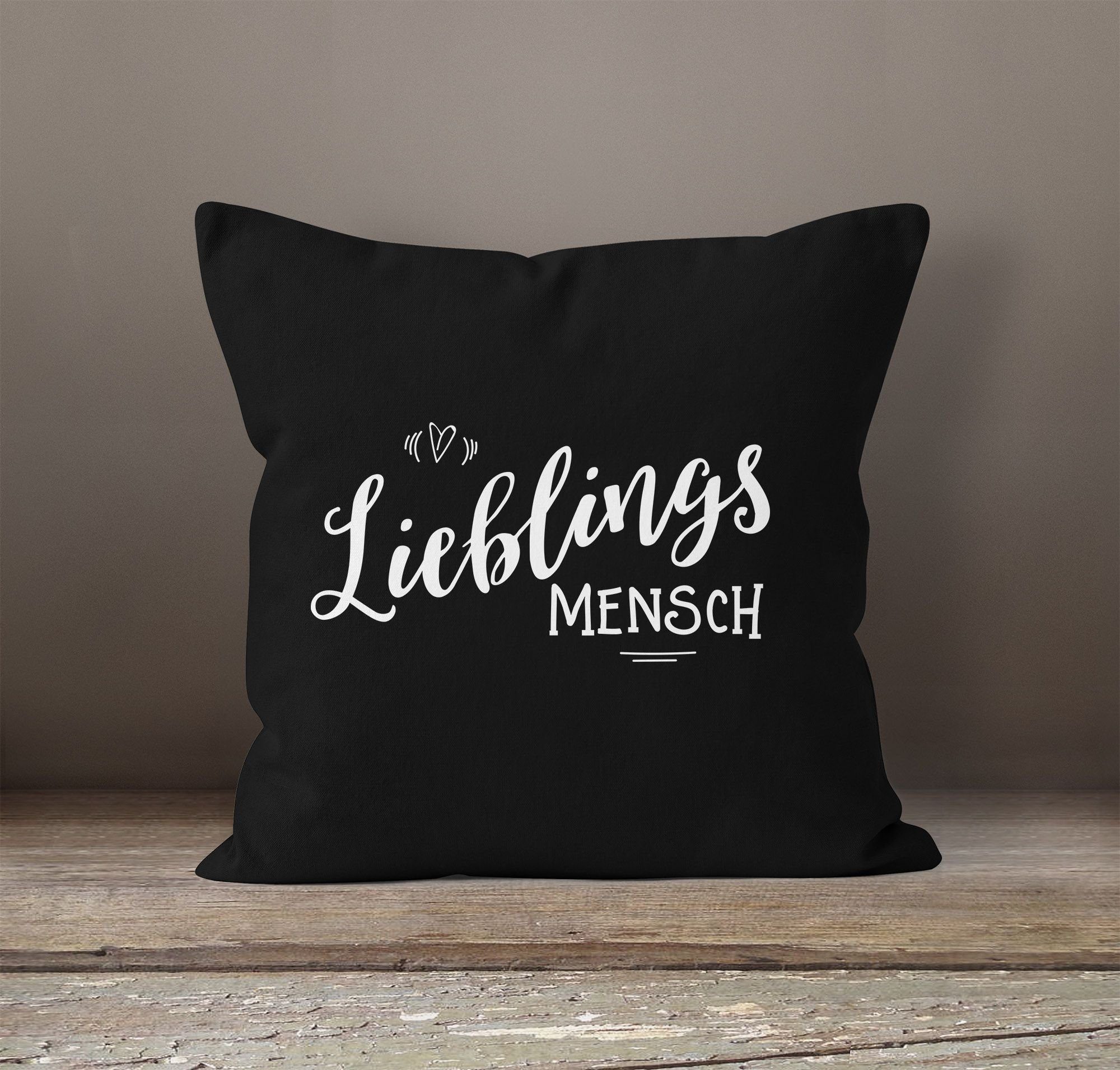 Moonworks® Geschenk Freundschaft Lieblingsmensch Kissenbezug Dekokissen schwarz Partner MoonWorks Freundin