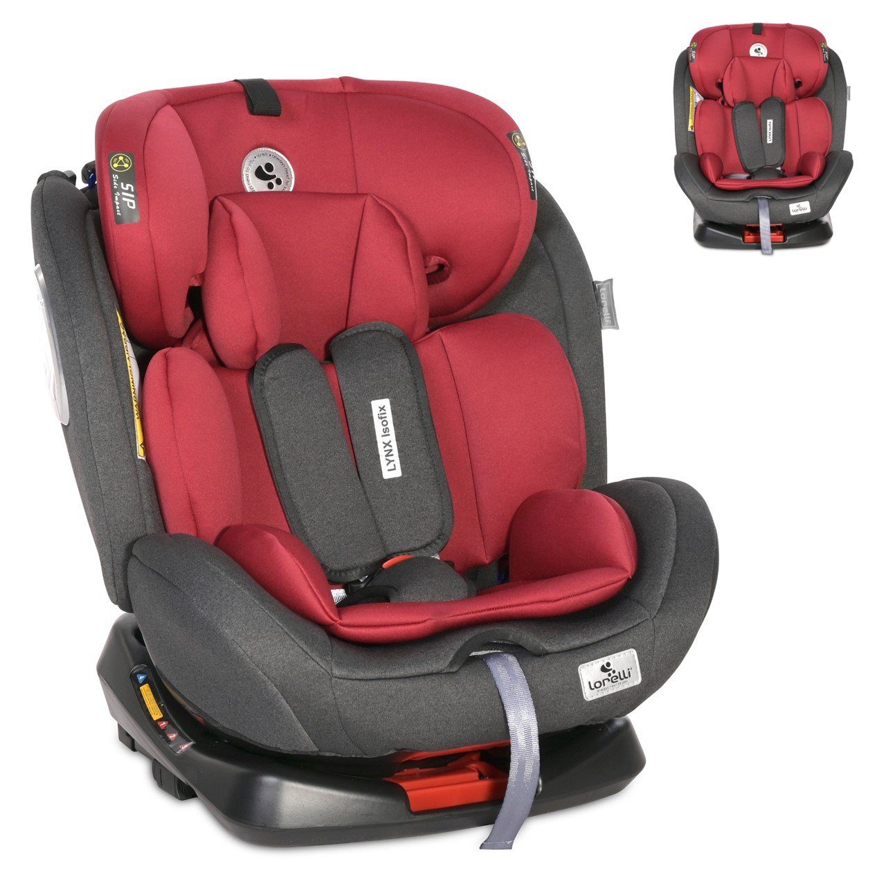 (0-36kg) Isofix, 36 Gurt bis: Lynx kg, Grad Lorelli Autokindersitz 0+/1/2/3, Gruppe 360 Drehung, Kindersitz rot