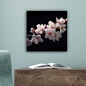OneMillionCanvasses® Leinwandbild Sakura - Blumen - Blütenzweige - Botanisch - Weiß, (1 St), Leinwand Bilder für Wohnzimmer Schlafzimmer, 20x20 cm