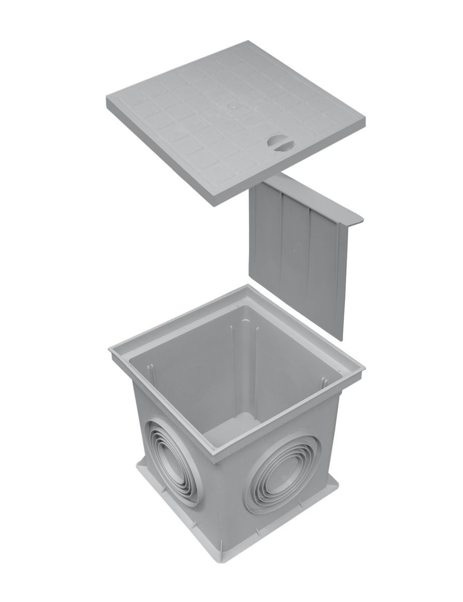 Marley Deutschland GmbH Erdschacht 300x300mm Einlaufschacht + Schachtdeckel + Geruchsverschuss, 30x30x30 cm, 3-St., laugen- und säurebeständig, begehbar