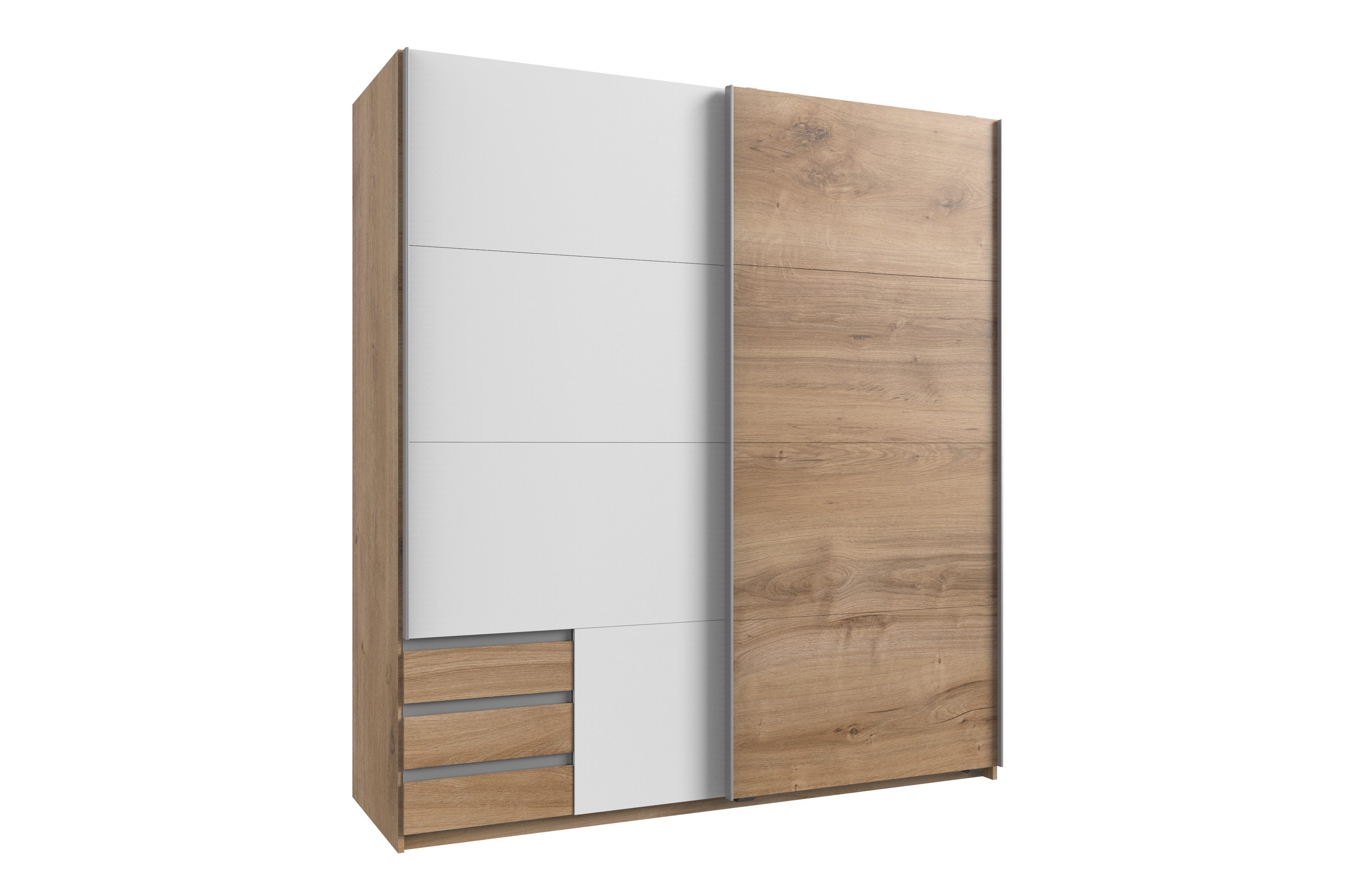 möbel-direkt.de Kleiderschrank Emden in Plankeneiche mit Weiß (komplett, 1-St., Kleiderschrank) Made in Germany
