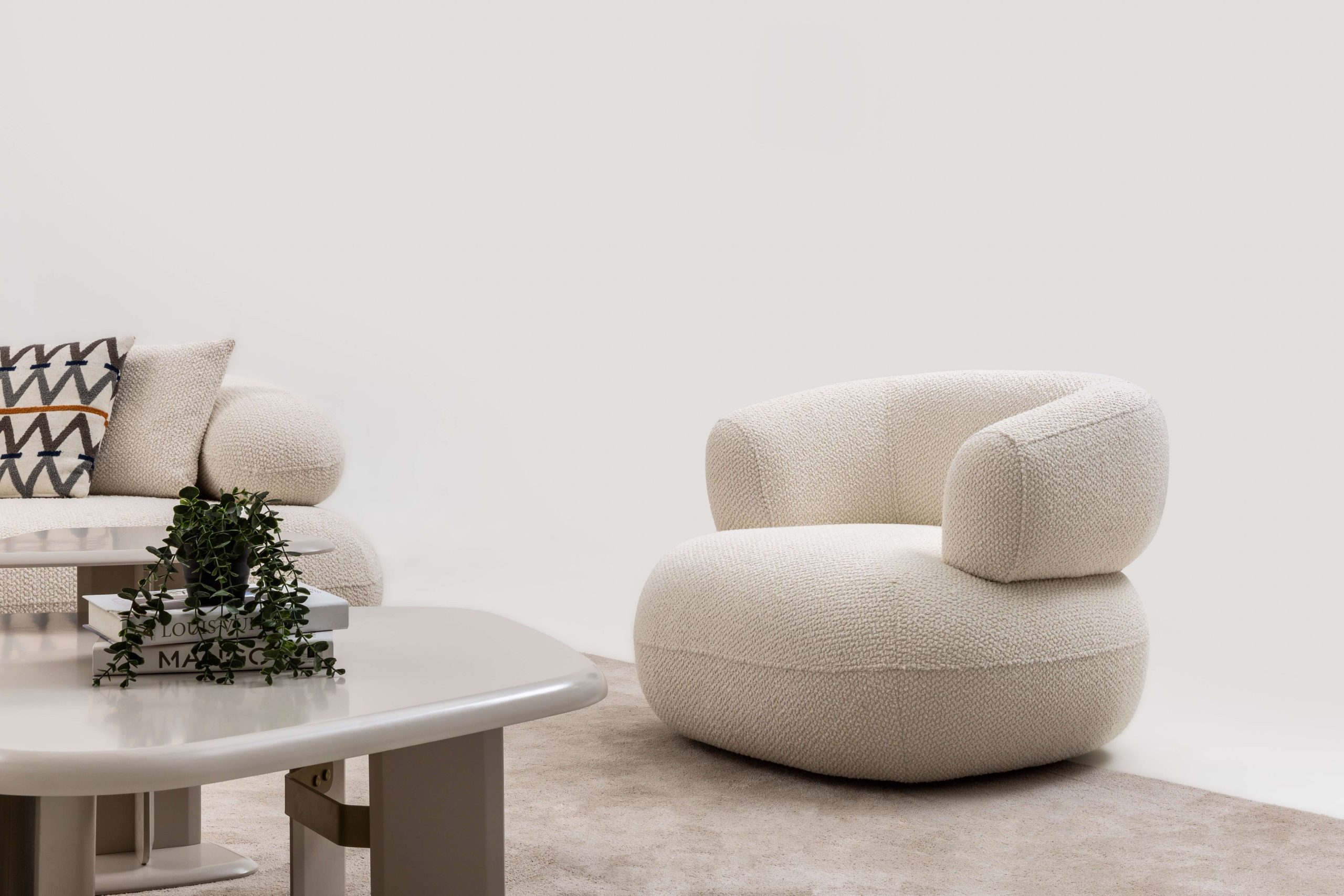 Bermo Home Sessel Luxus Sessel "Wolkentraum", Designer-Relaxsessel, Bouclé-Optik, (1-St., Sessel)