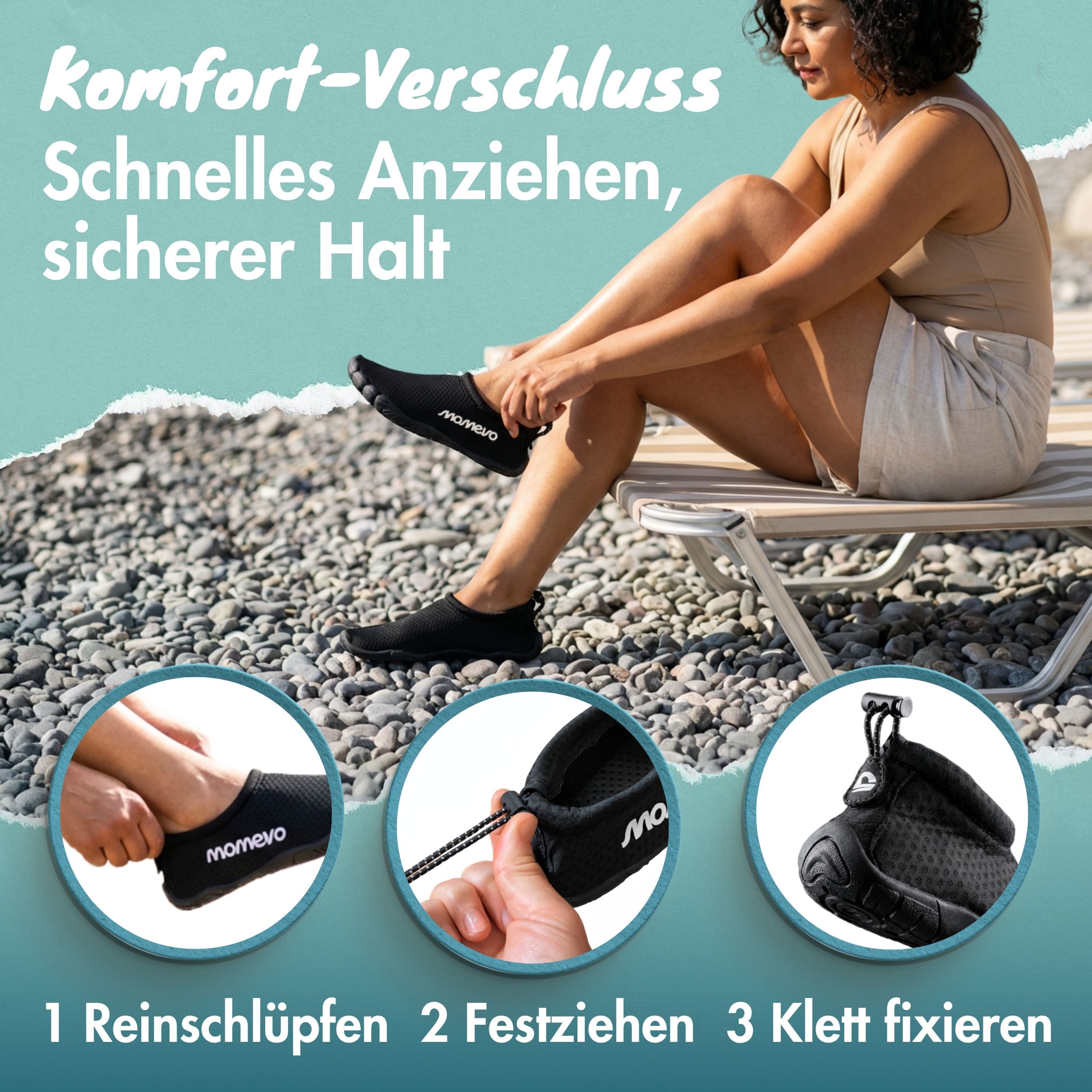 Momevo WaterMates Badeschuhe Damen & Herren – Aquaschuhe rutschfest Badeschuh