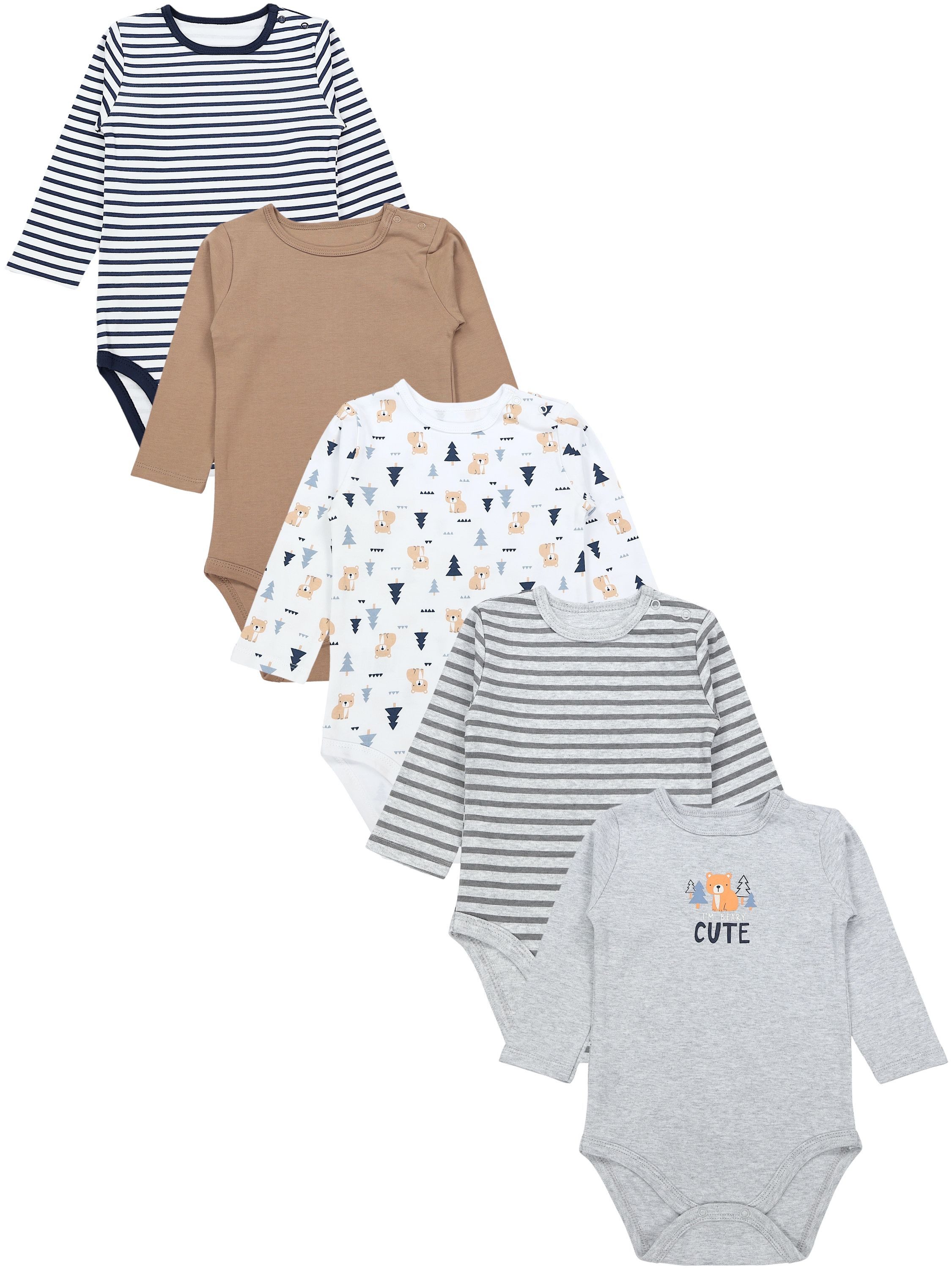 TupTam Langarmbody Baby Langarmbodys, bedruckt Unisex 5er-Pack