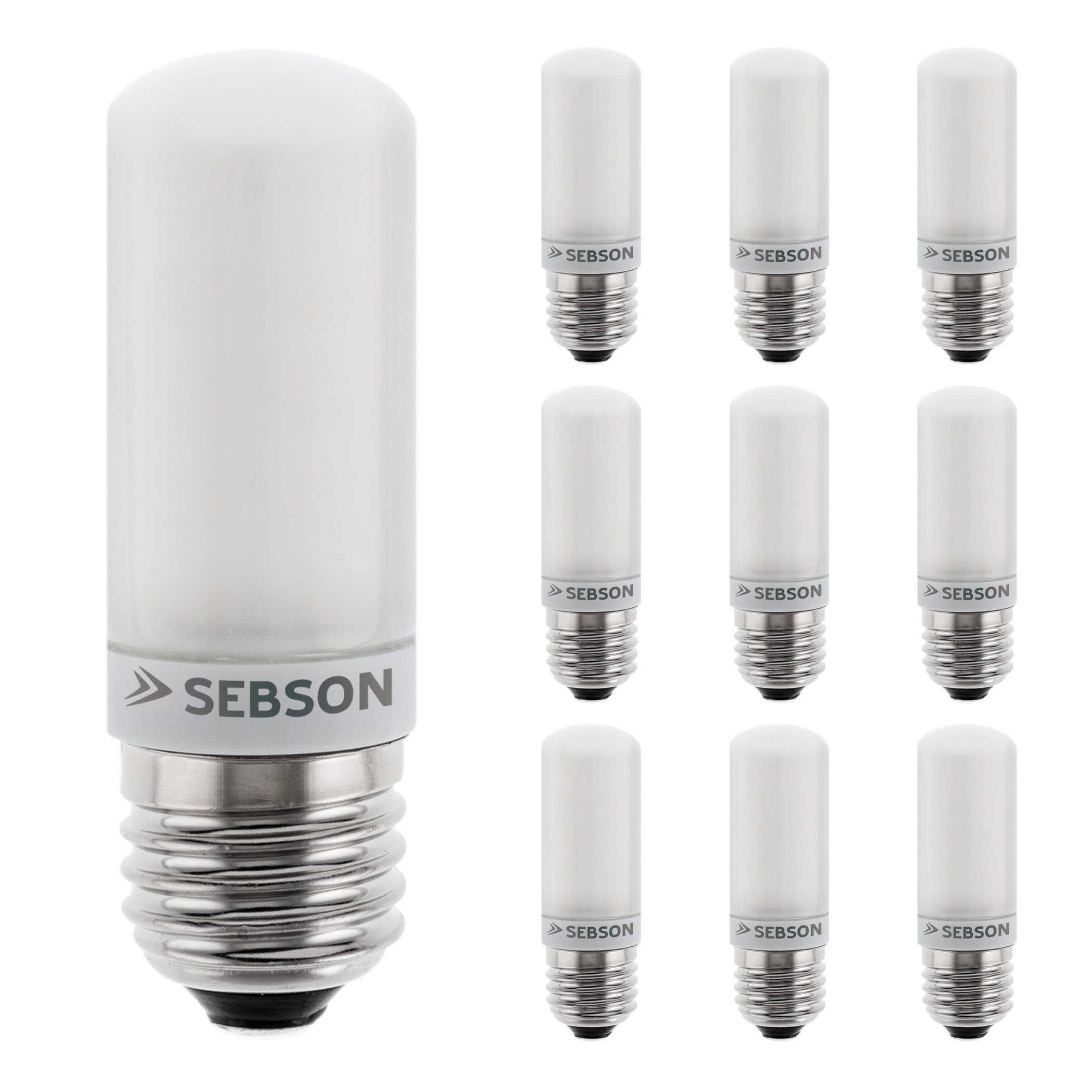SEBSON LED-Leuchtmittel E27 LED 4W Lampe 10x - 400lm vgl. 40W Glühlampe warmweiß 3000K 280°, E27, 10 St., Warmweiß, LED Leuchtmittel, 15.000h Lebensdauer, sofort startklar, ø30x88mm