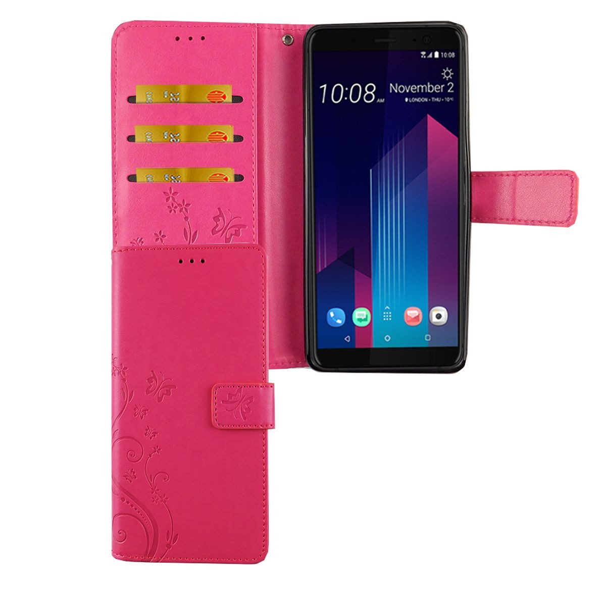 König Design Handyhülle HTC U12 Plus, HTC U12 Plus Handyhülle Bookcover Rosa