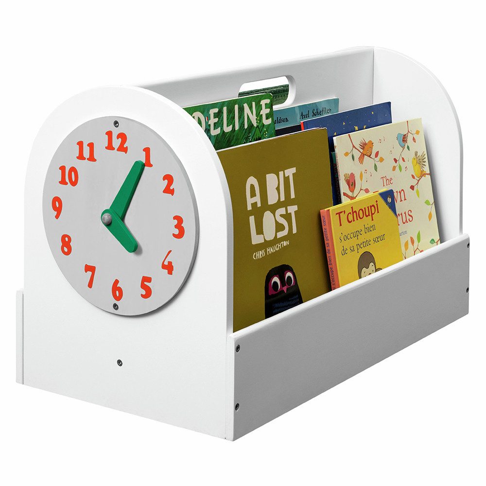 Tidy Books Bücherregal Bücherbox mit Spielzeuguhr, weiß oder natur