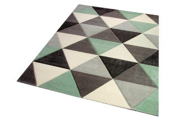 Teppich Teppich Wohnzimmerteppich Dreieck grün grau creme, Carpetia, rechteckig, Höhe: 13 mm