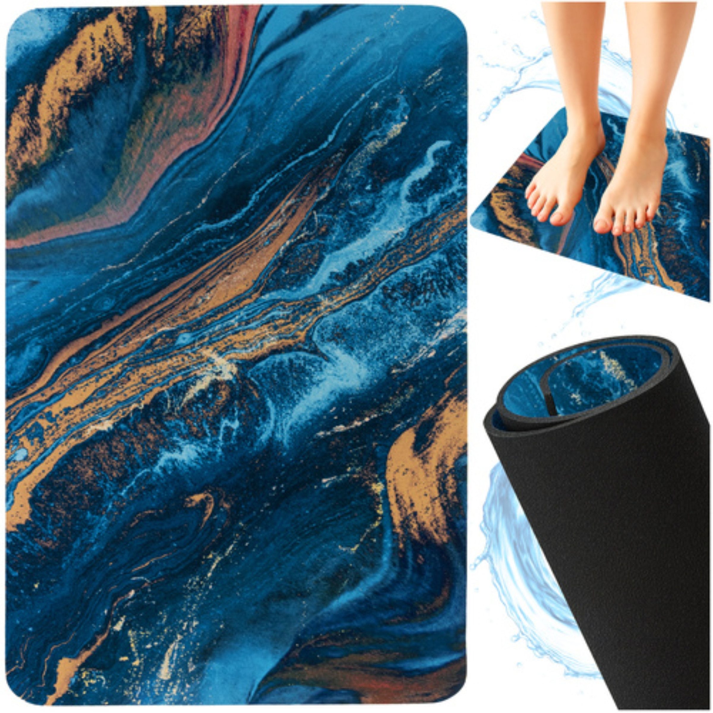Ruhhy Badematte Badezimmermatte 60x40 cm rutschfest saugfähig schnelltrocknend, Saugfähige Oberfläche, Rutschfeste Unterseite, Schnelltrocknendes Material, Schnelltrocknend, Rutschfest, Feuchtigkeitsabsorbierend, Polyester, Gummi, Rutschhemmend Wasseraufn