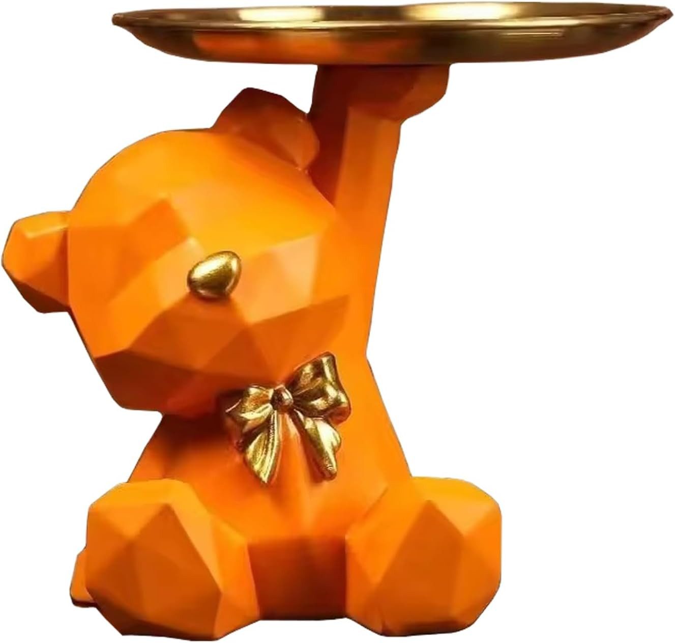 Tierfigur Bär Deko Bär Skulptur Deko mit Tablett Bären Tablett Deko