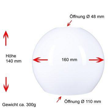 Home4Living Lampenschirm Kugelglas Ø 160mm Weiß glänzend Lampenglas E27, Dekorativ