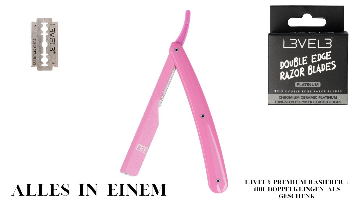 L3VEL3™ Distribution and Corporate Rasiermesser L3VEL3 Premium Razor + Double Edge Blades