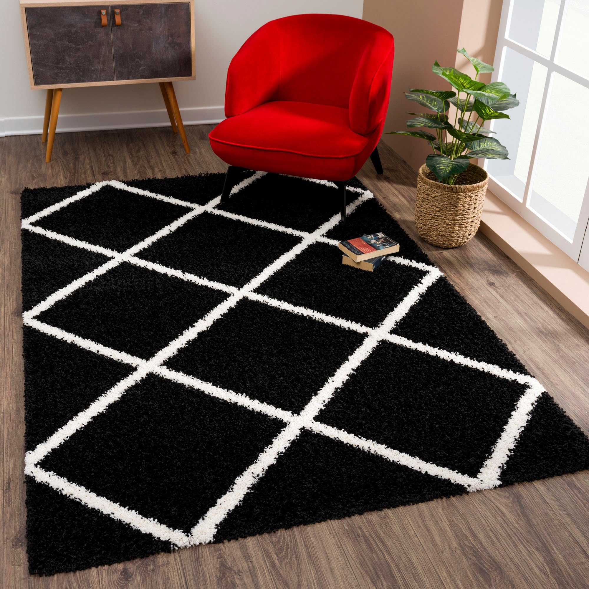 Sanat Hochflor-Teppich Madrid 1, auch in Rund erhältlich, rechteckig, Höhe: 30 mm, Wohnzimmer, Langflor, Shaggy Teppich