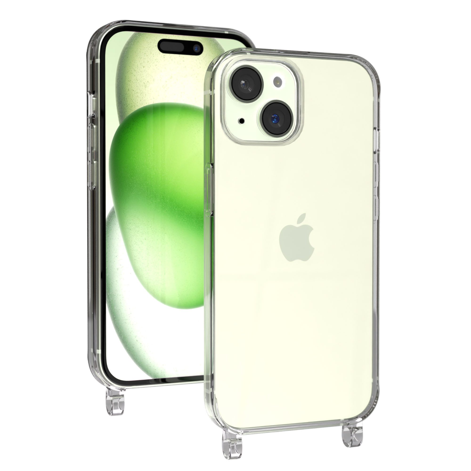 EAZY CASE Handykette Handyhülle für Handyketten mit Befestigungsösen für iPhone Modelle 6,1 Zoll, Hülle für Handykette, Transparent mit Ösen für Apple iPhone 15