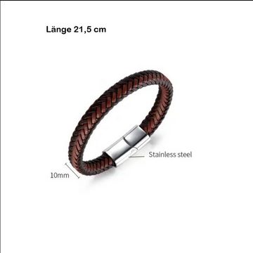 Sanixa Armband Herrenarmband leder schwarz braun 21,5 cm Lederarmband, Herrenschmuck Geschenk für Ihn Armband Herren