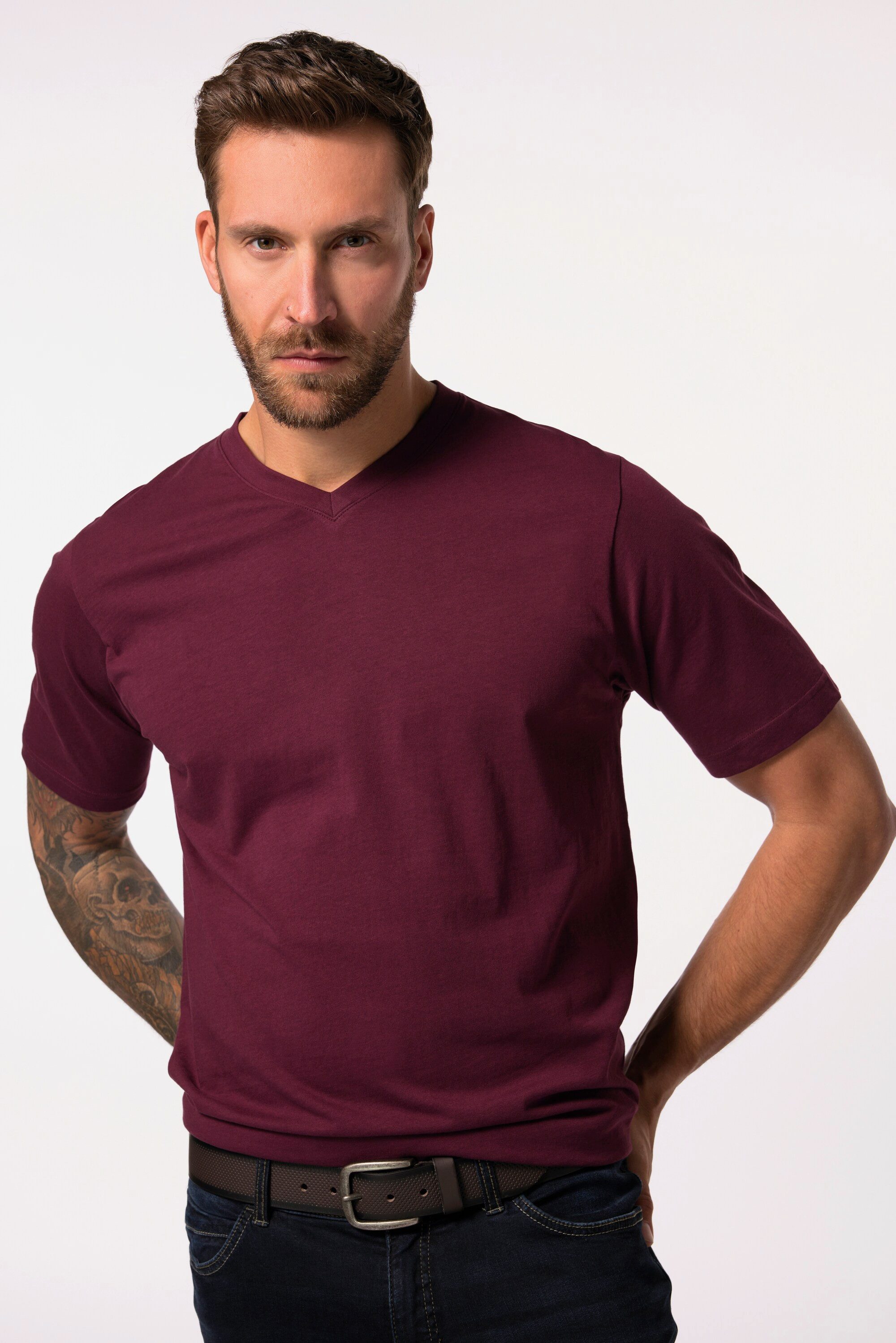 JP1880 T-Shirt bis 8XL T-Shirt aus Jersey Basic V-Shirt günstig online kaufen