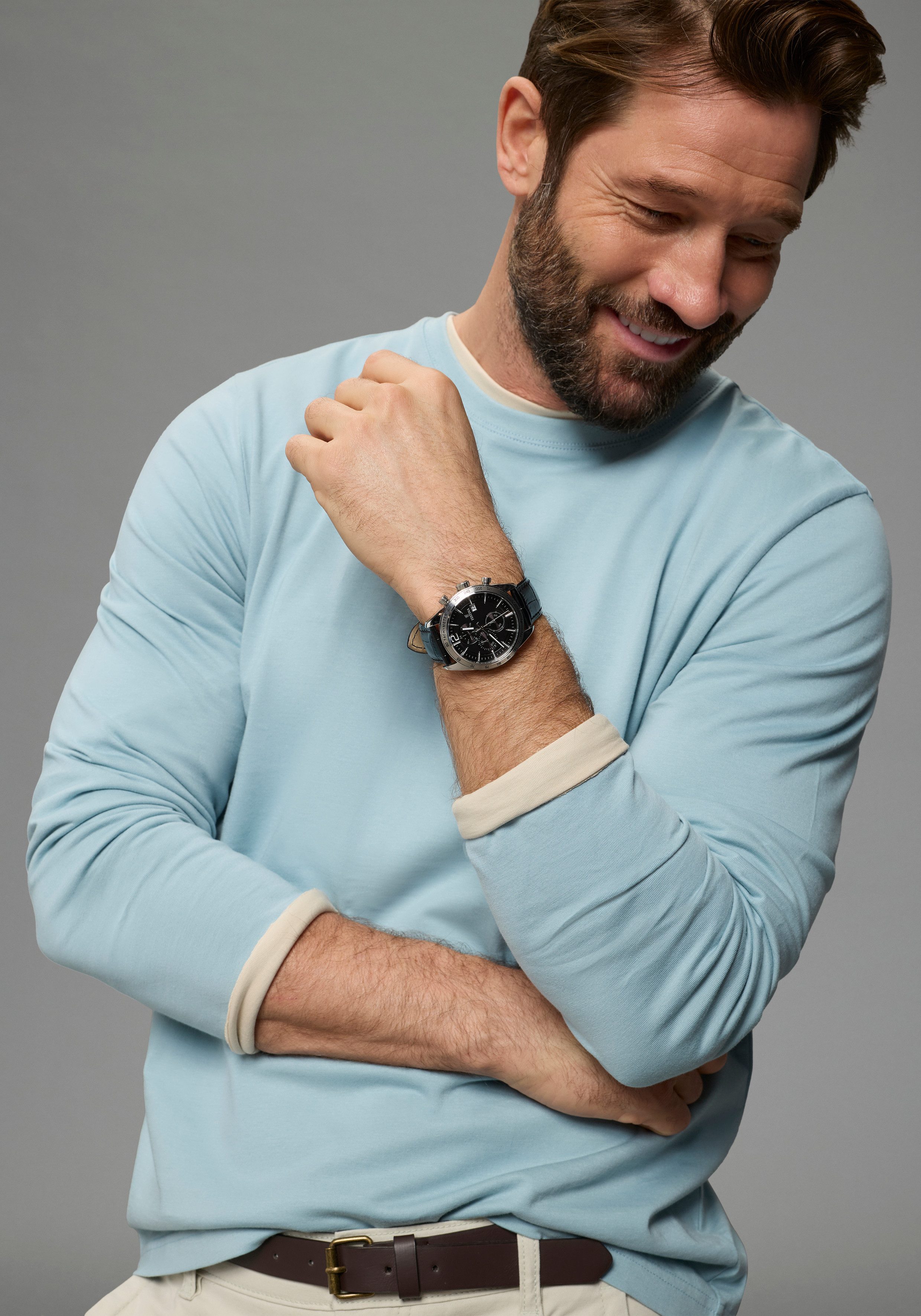 Man's World Langarmshirt neue Farbe ! (3er-Pack) Langarm, unifarben, aus Ba günstig online kaufen