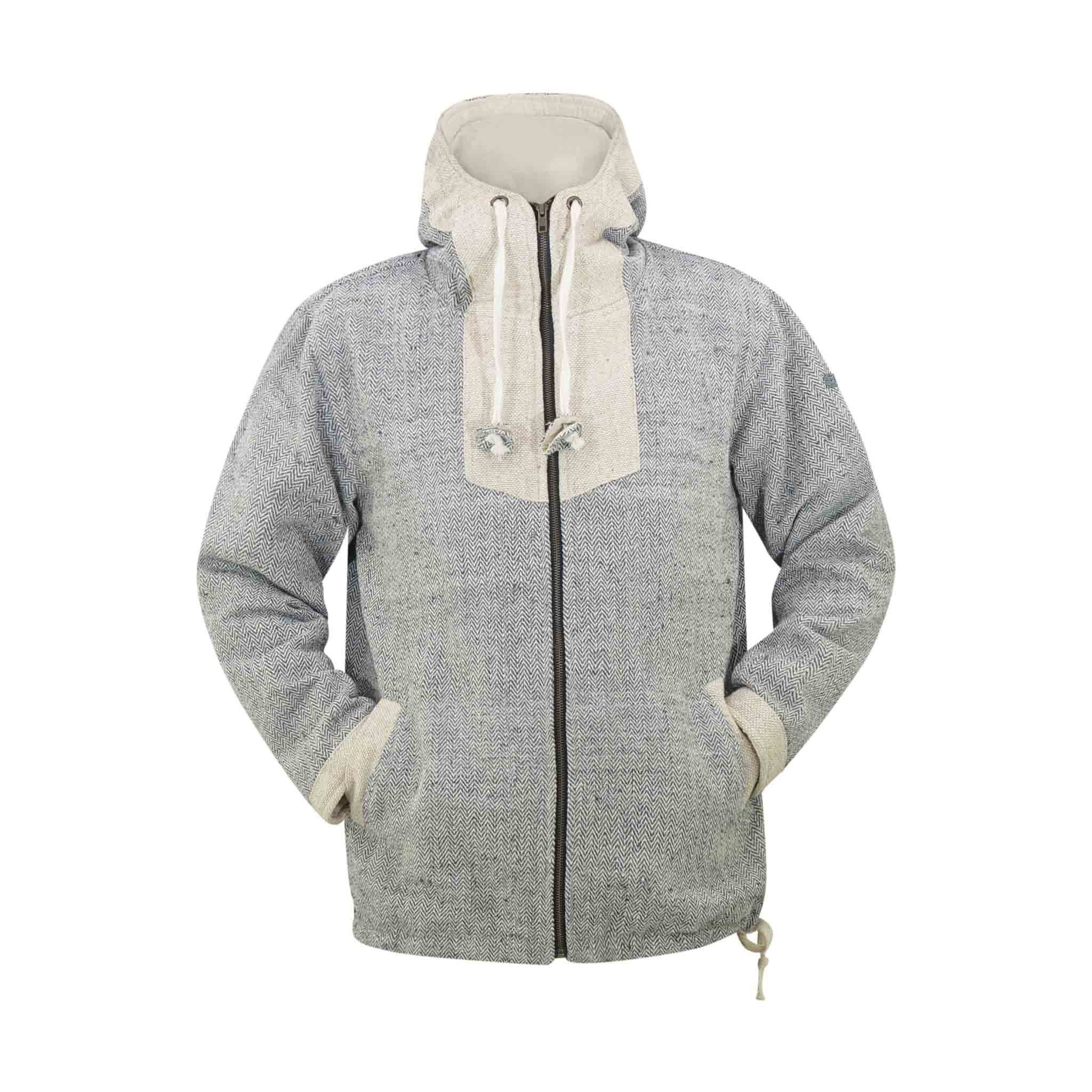 Cargojacke Vintage Hoodie Herren, Hanf & Baumwolle, Baja Hoodie Hippie Jacke