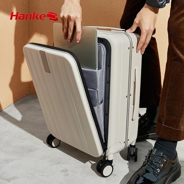 Hanke Hartschalen-Trolley Handgepäckkoffer mit Laptopfach, TSA Premium Polycarbonat, rot
